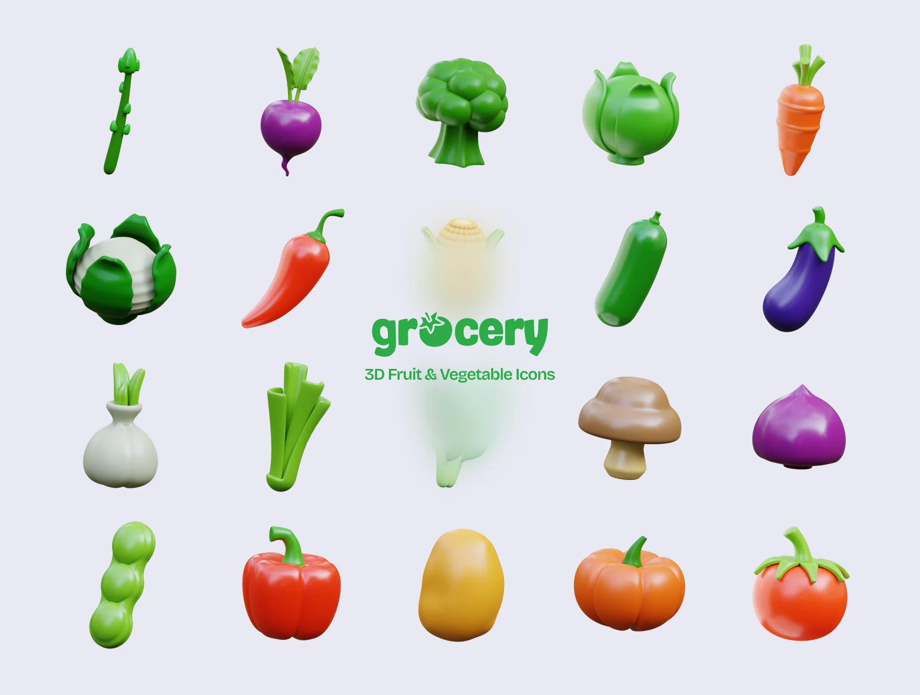 Grocery - Food & Vegetable 3D Icons 8
