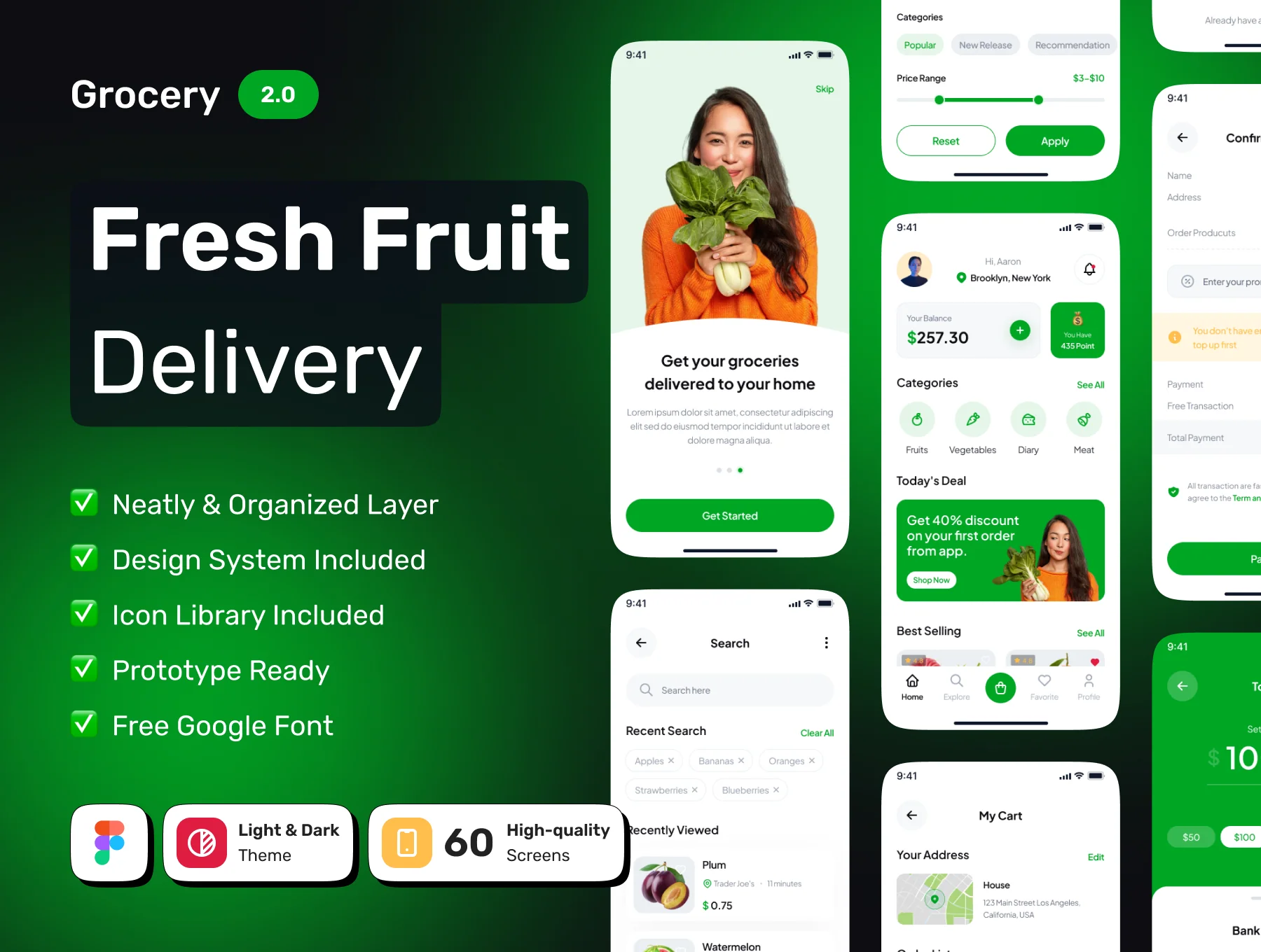 GROCERY - Fresh Fruit Delivery Premium App UI Kit