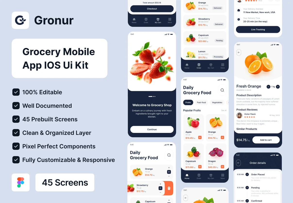 Gronur - Grocery Shop Mobile App UI Kit