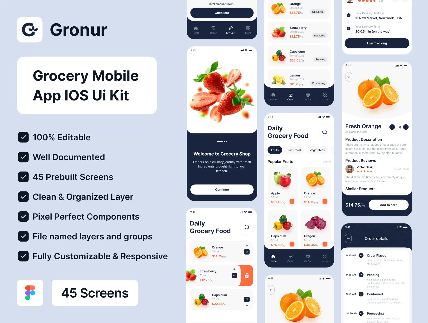 Gronur - Grocery Shop Mobile App UI Kit