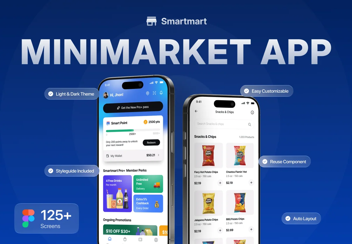 Grocery Shopping Minimarket Mobile App UI Kit - SmartMart