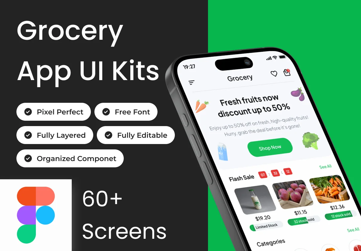 Grocify - Grocery Ecommerce Mobile App Ui Kits