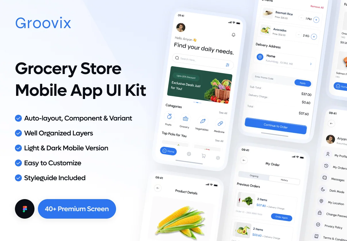 Groovix - Grocery Store App UI Kit