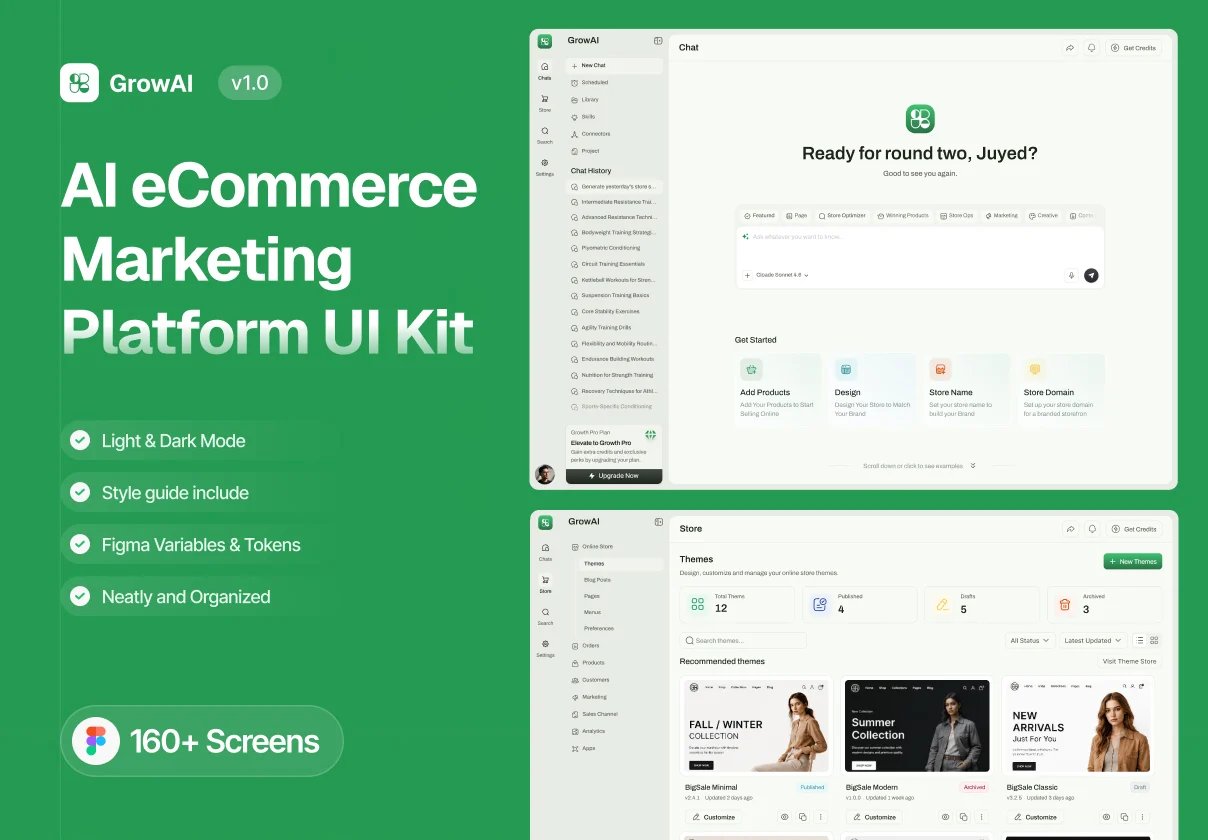 GrowAI - AI eCommerce Marketing Platform UI Kit