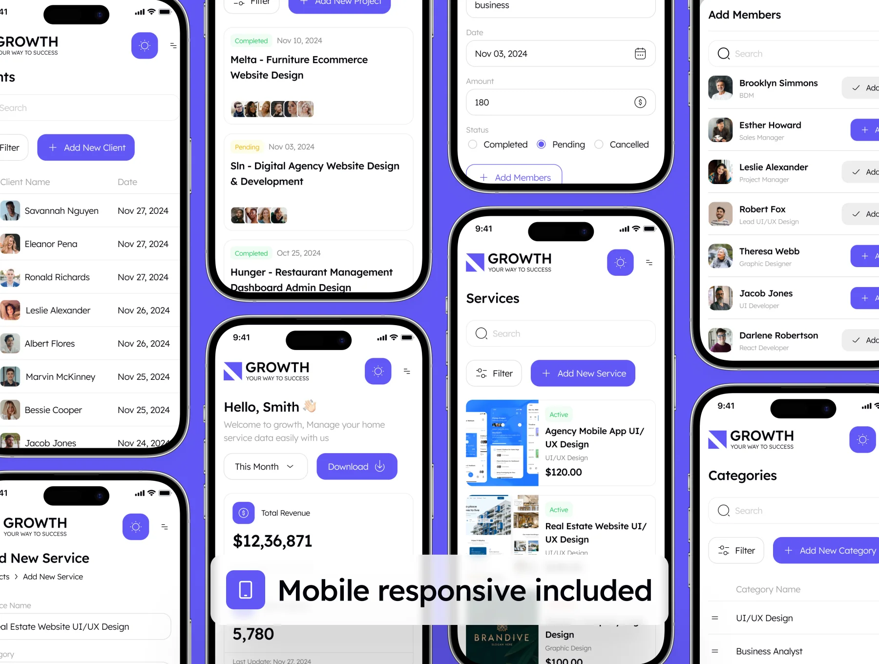Growth - Freelancer Service Dashboard Admin UI Kit 7