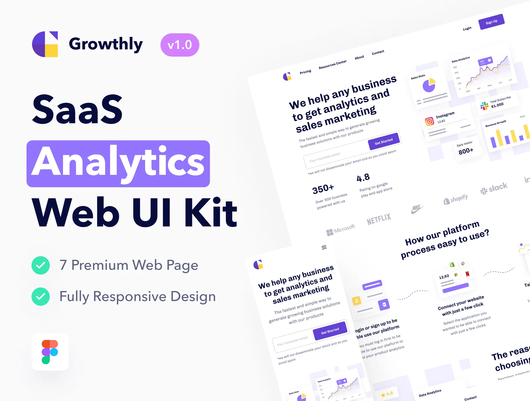 Growthly - SaaS Analytics & Sales Web UI Kit