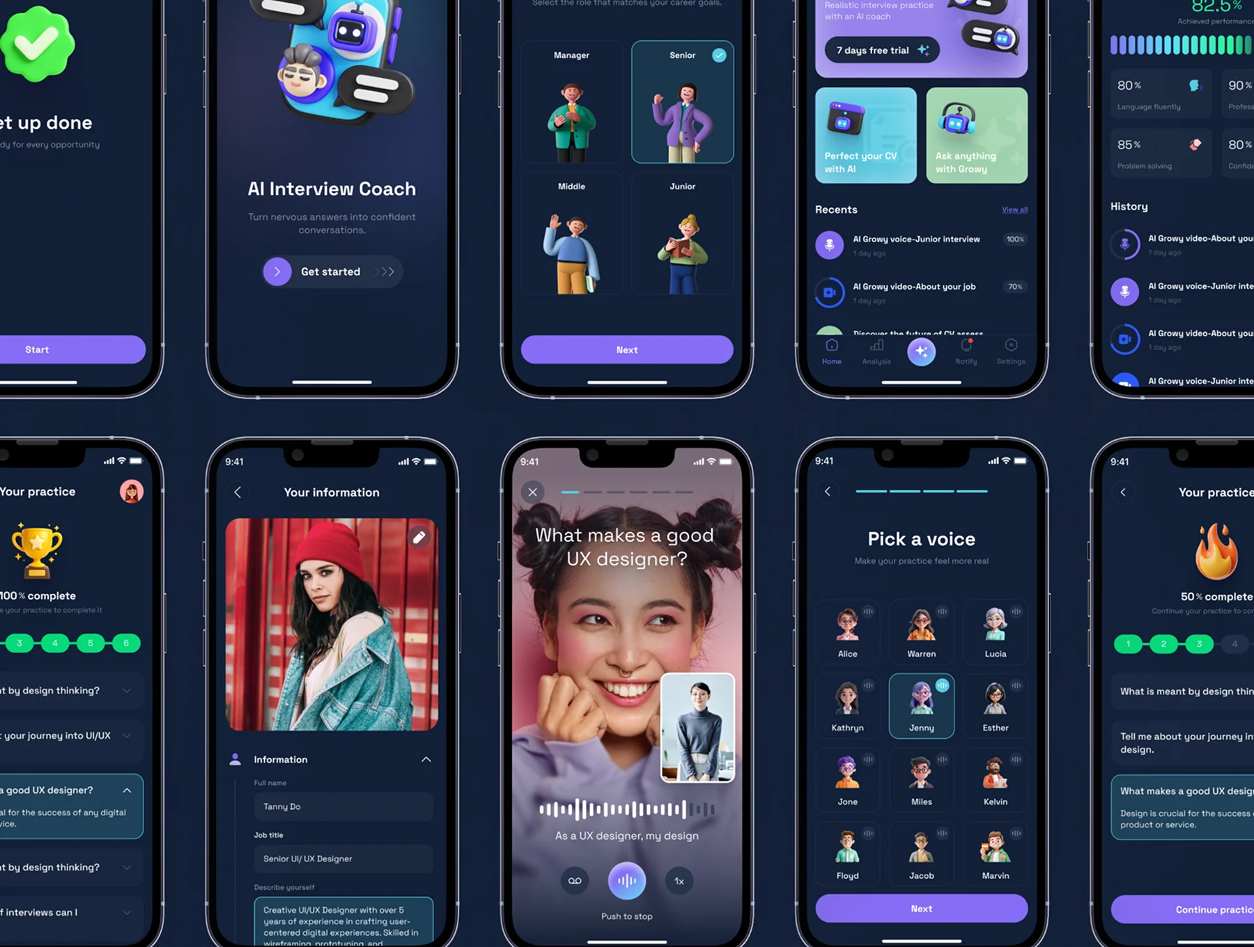 Growy – AI Interview Coach UI Kit for Hiring & Career SaaS 5