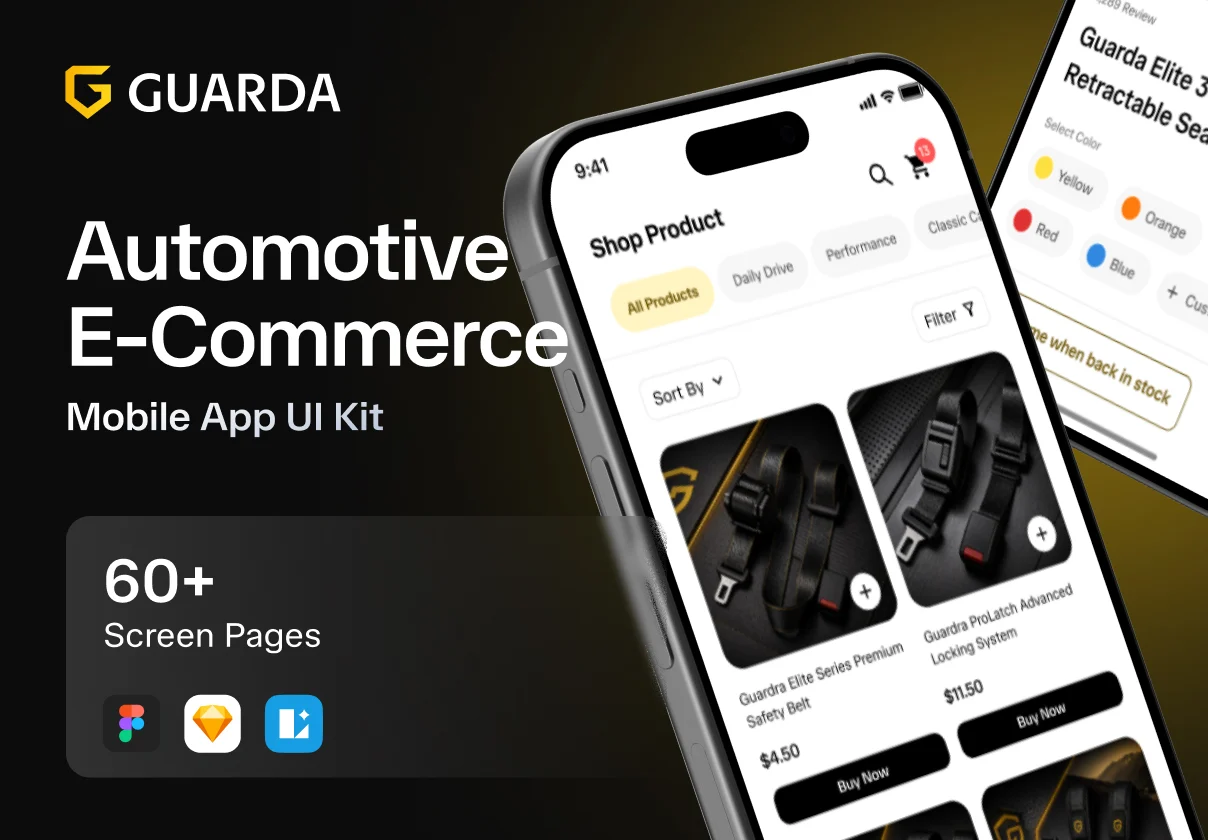 Guarda - Automotive Ecommerce Mobile App UI Kit