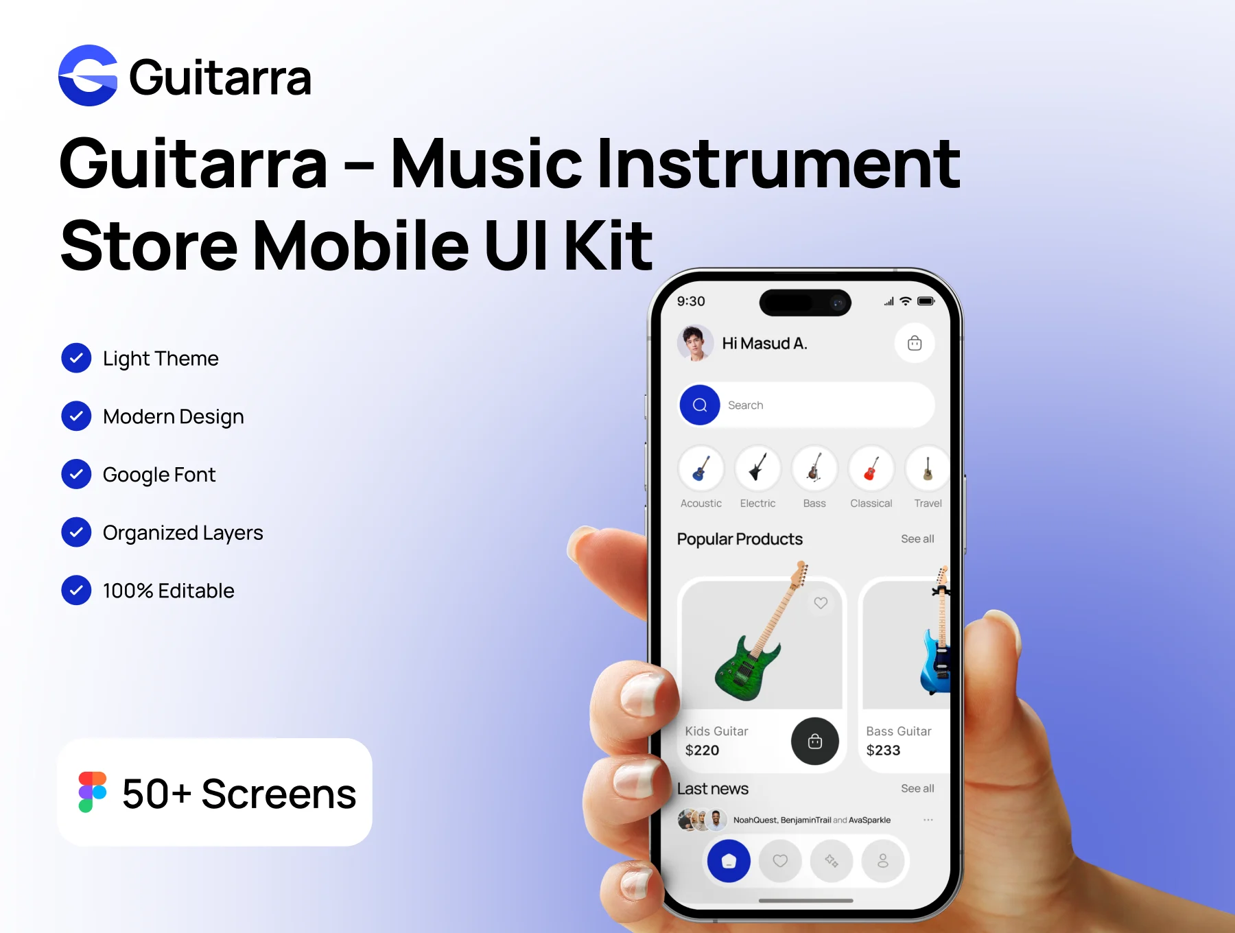 Guitarra – Music Instrument Store Mobile UI Kit
