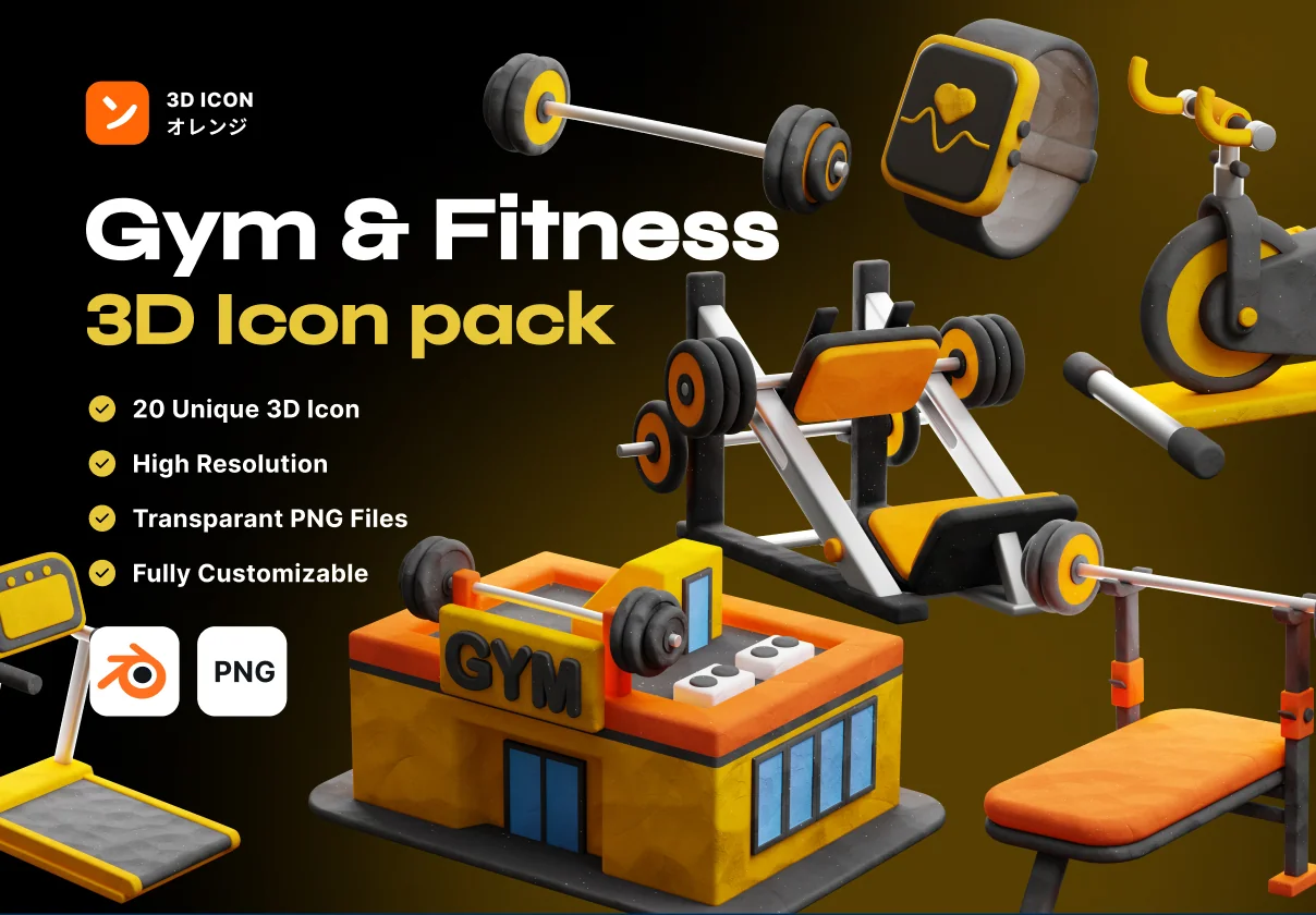 Gym and Fitness 3D Icon pack