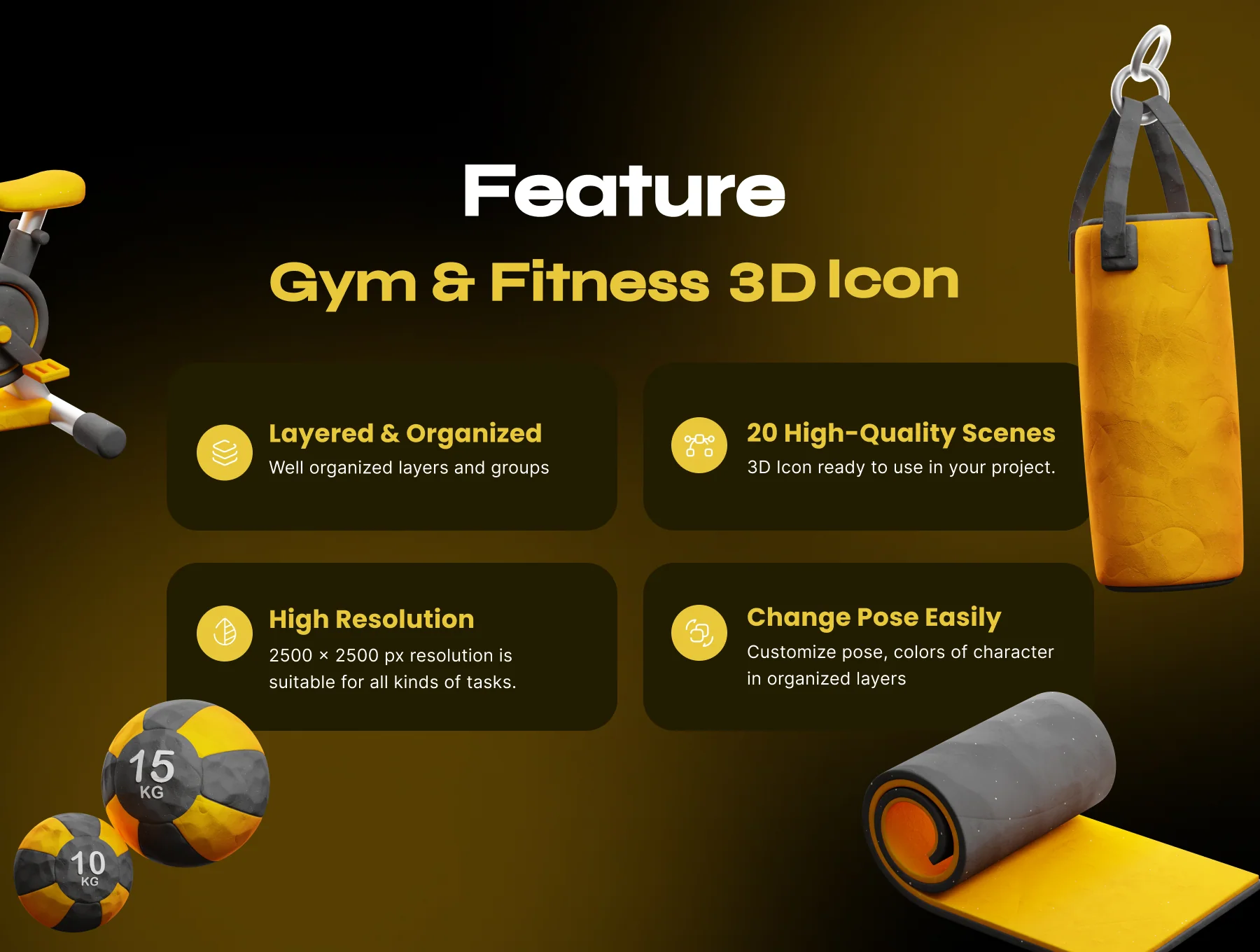 Gym and Fitness 3D Icon pack 2