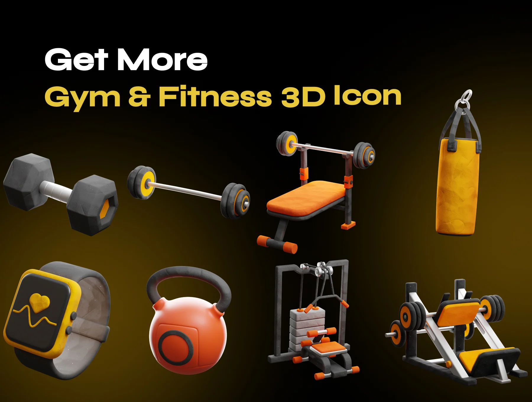 Gym and Fitness 3D Icon pack 4