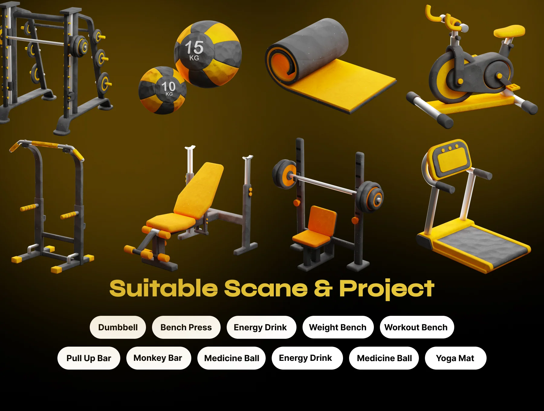 Gym and Fitness 3D Icon pack 7