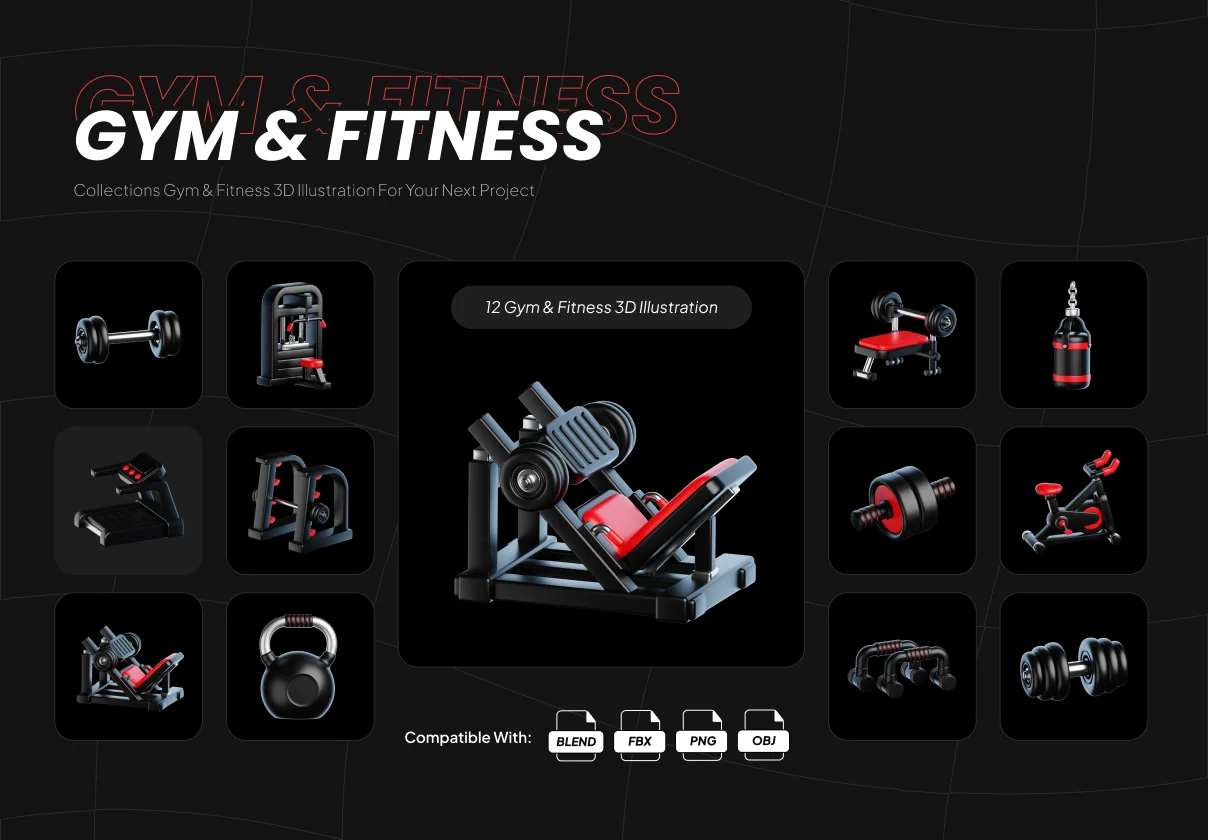 Gym Equipment 3D Icon