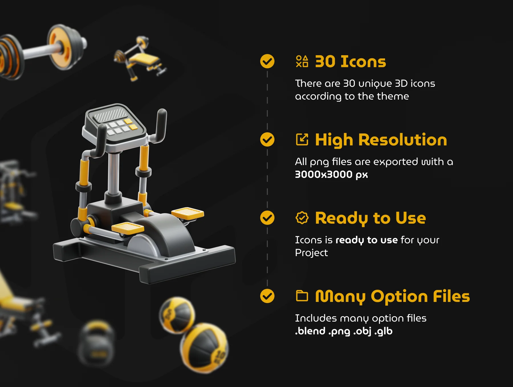 Gym & Fitness 3D Icon Set 3