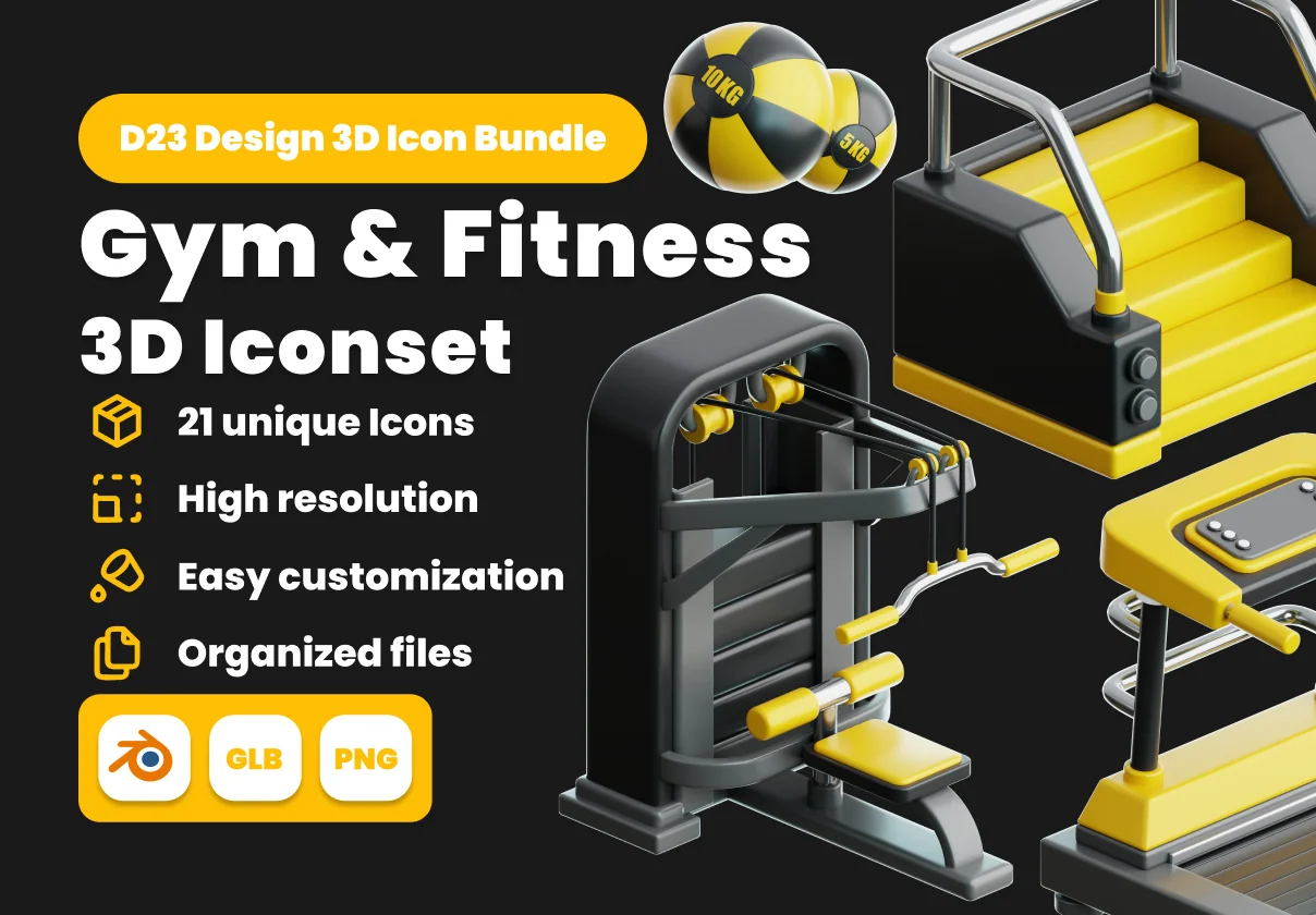 Gym & Fitness 3D Illustration Pack