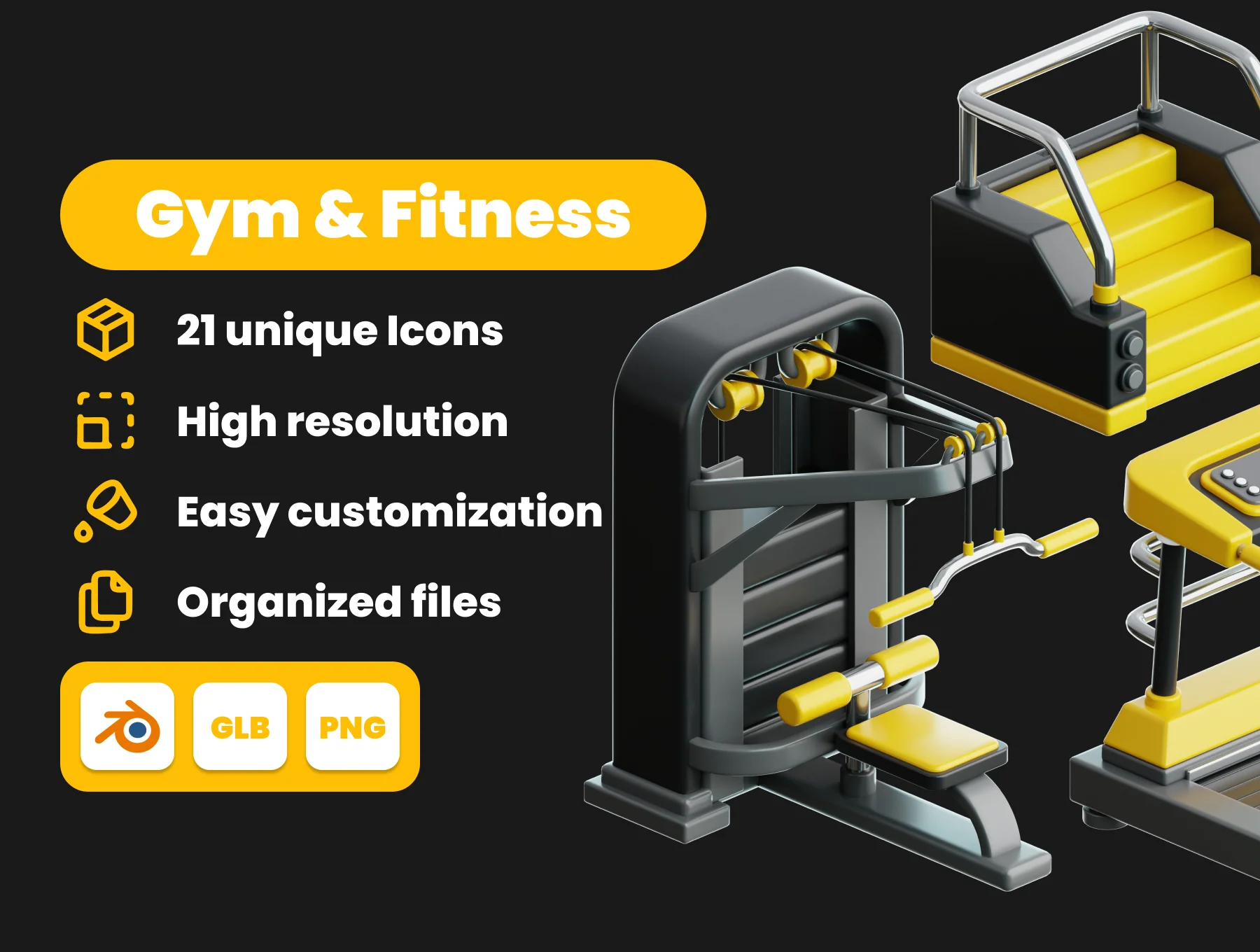 Gym & Fitness 3D Illustration Pack