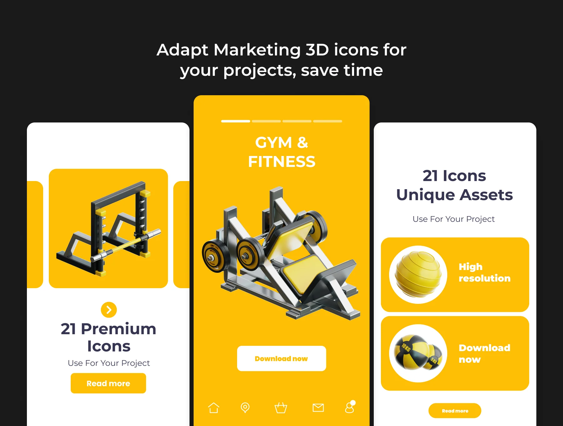 Gym & Fitness 3D Illustration Pack 3