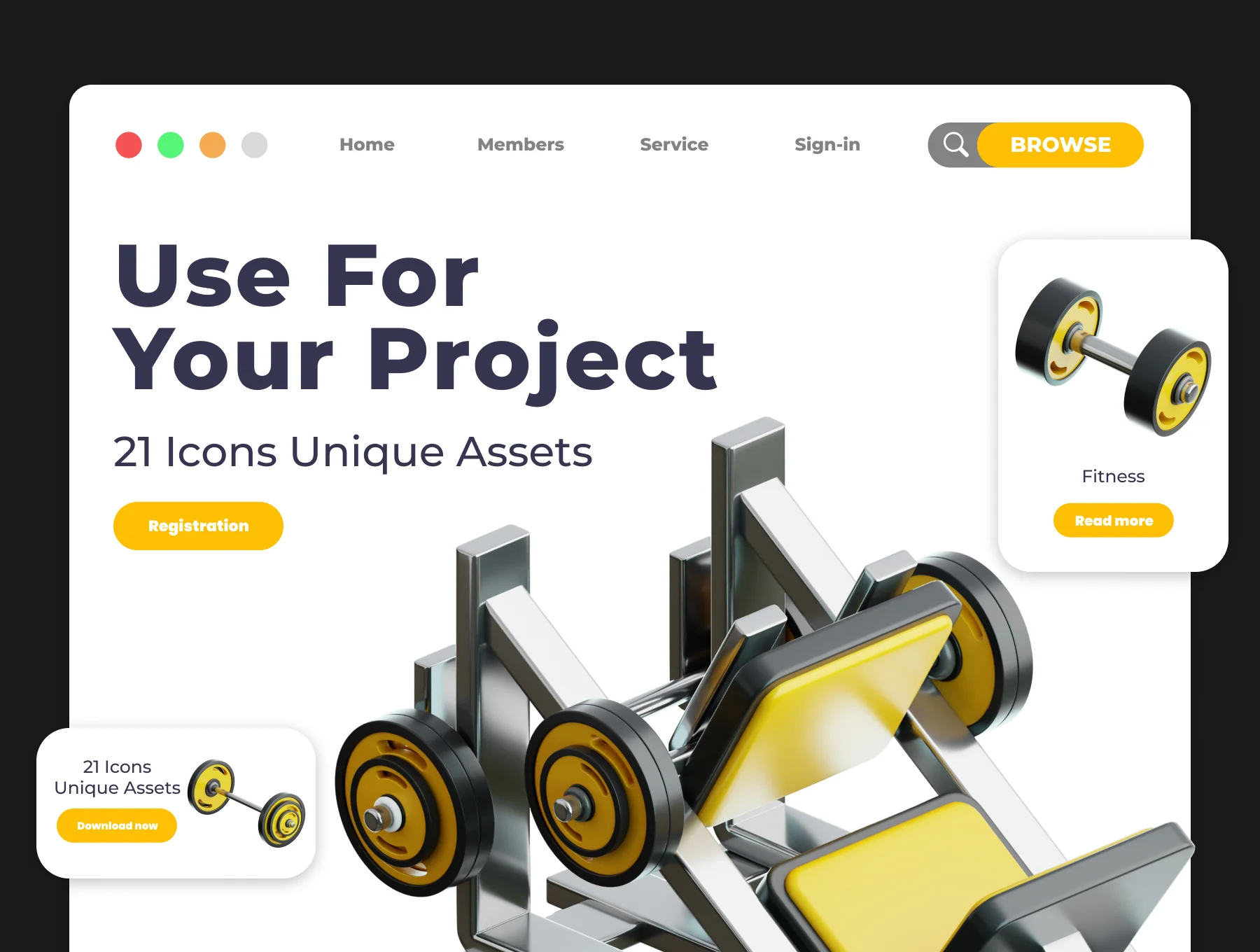 Gym & Fitness 3D Illustration Pack 4