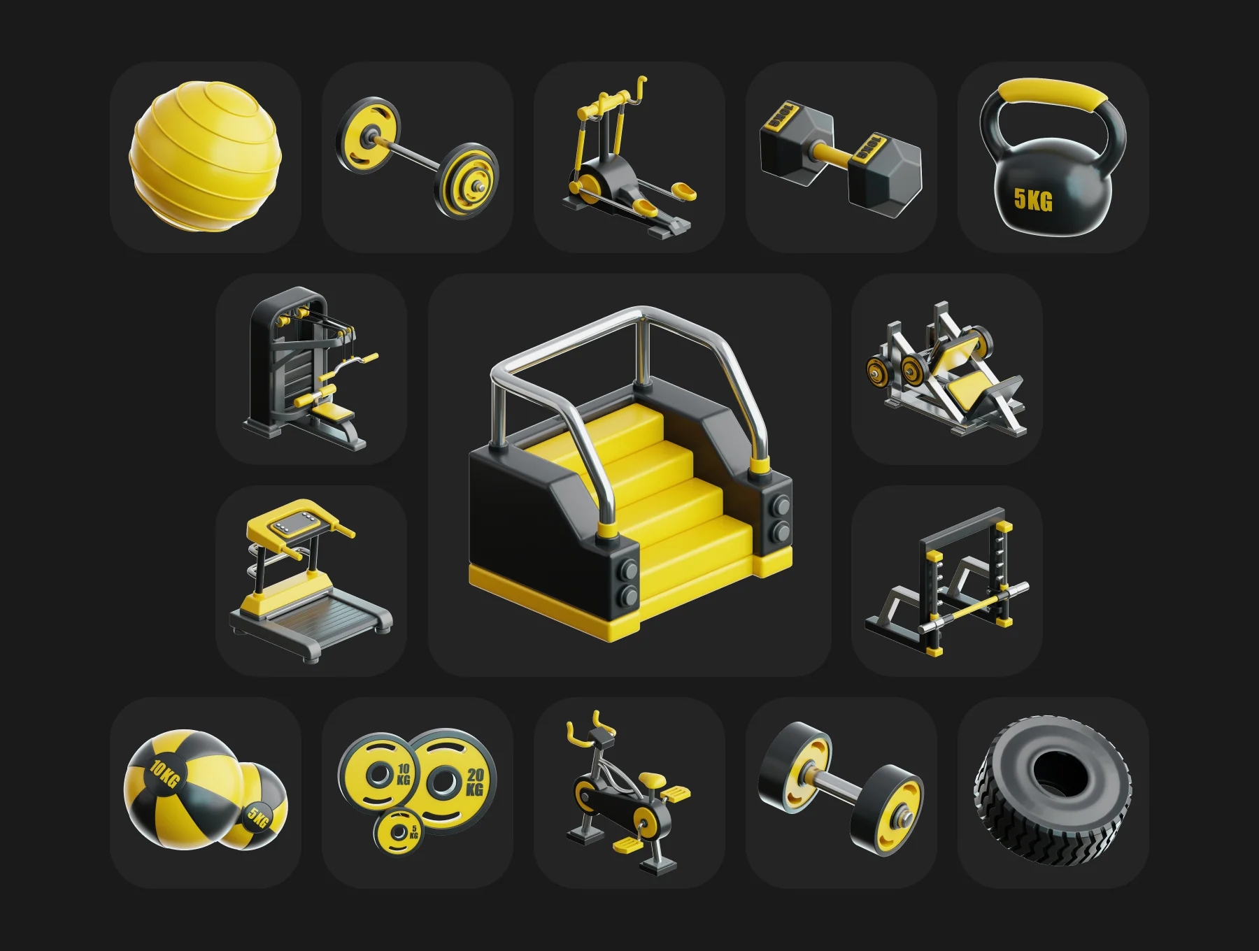 Gym & Fitness 3D Illustration Pack 6