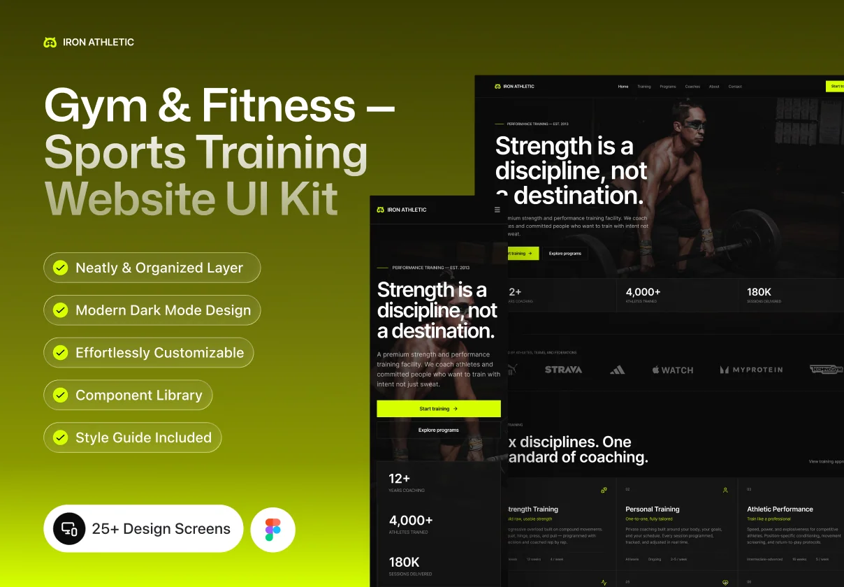 Gym & Fitness - Sports Training Website UI Kit (Iron Athletic)