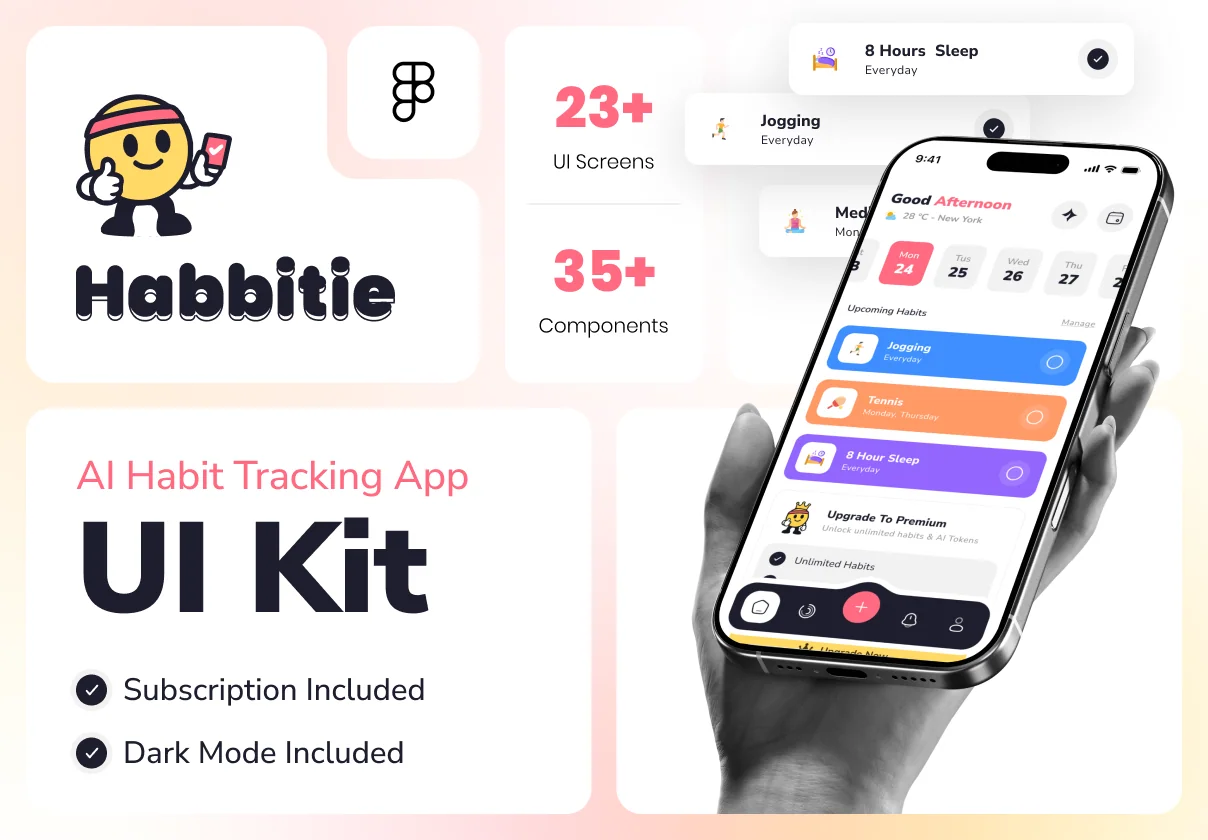Habbitie – Habit Tracker Mobile App UI Kit