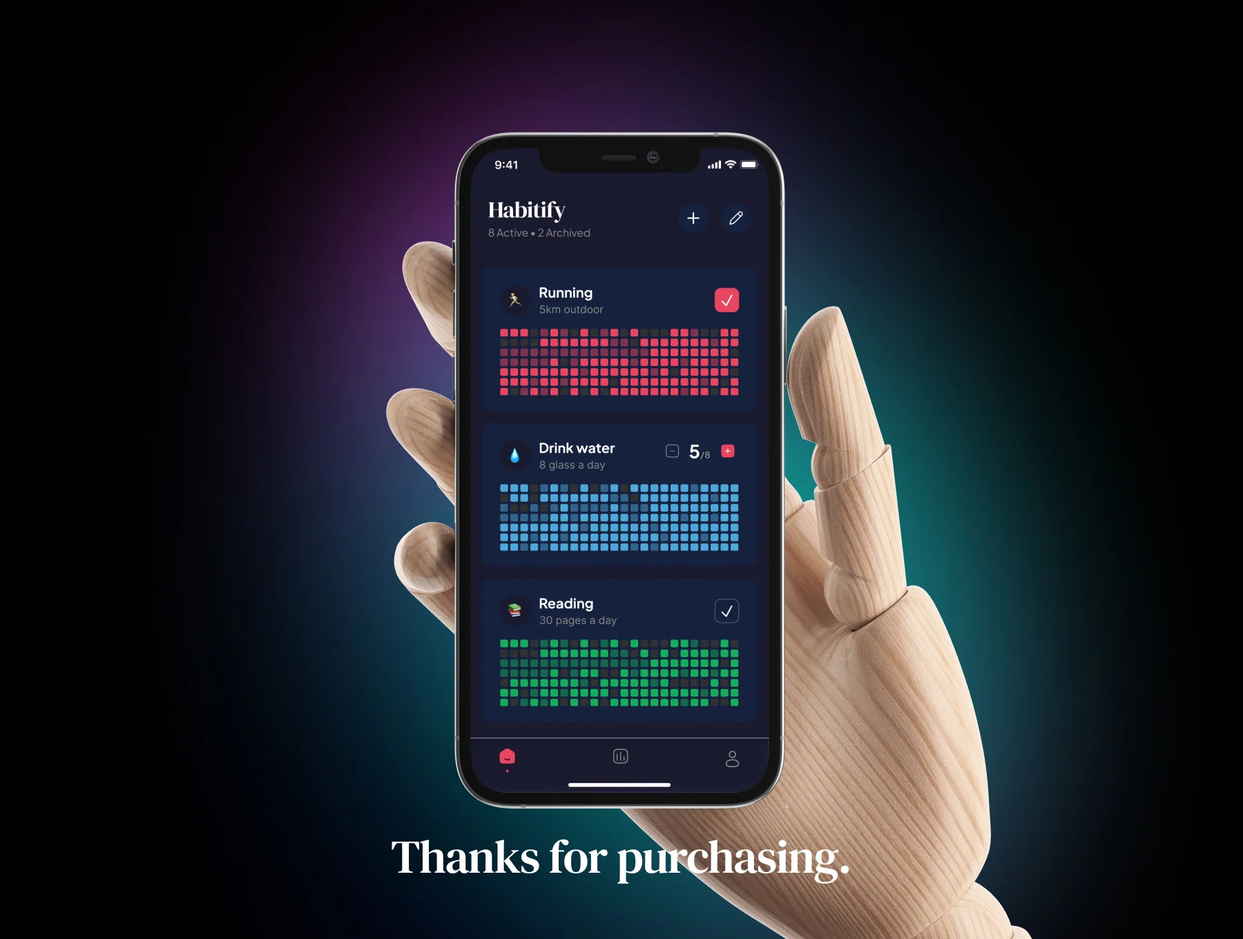 Habitify – Habit Tracker with Github-style Heatmaps - Mobile App UI Kit 10
