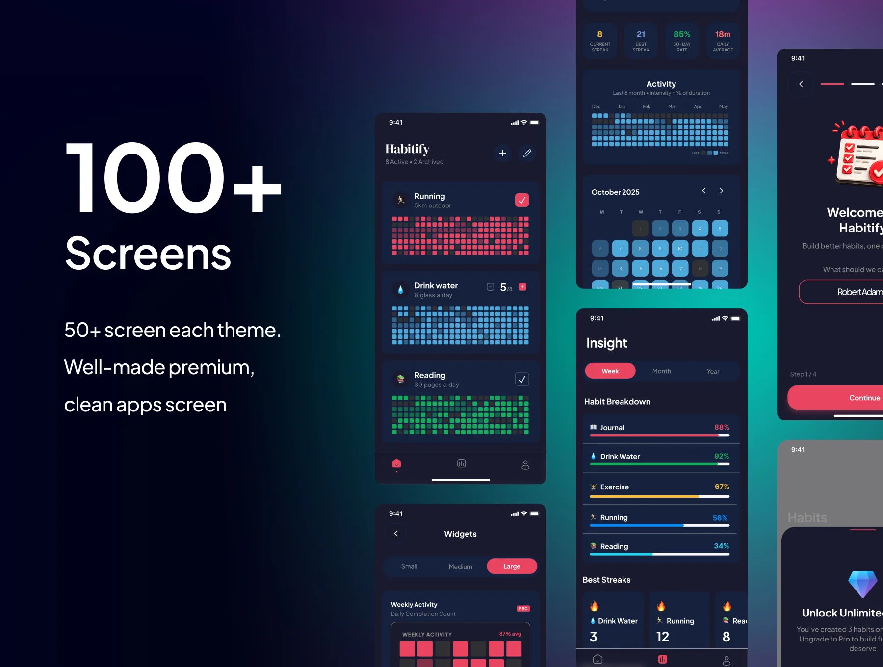 Habitify – Habit Tracker with Github-style Heatmaps - Mobile App UI Kit 4