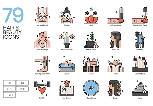 79 Hair & Beauty Icons | Aesthetic Series