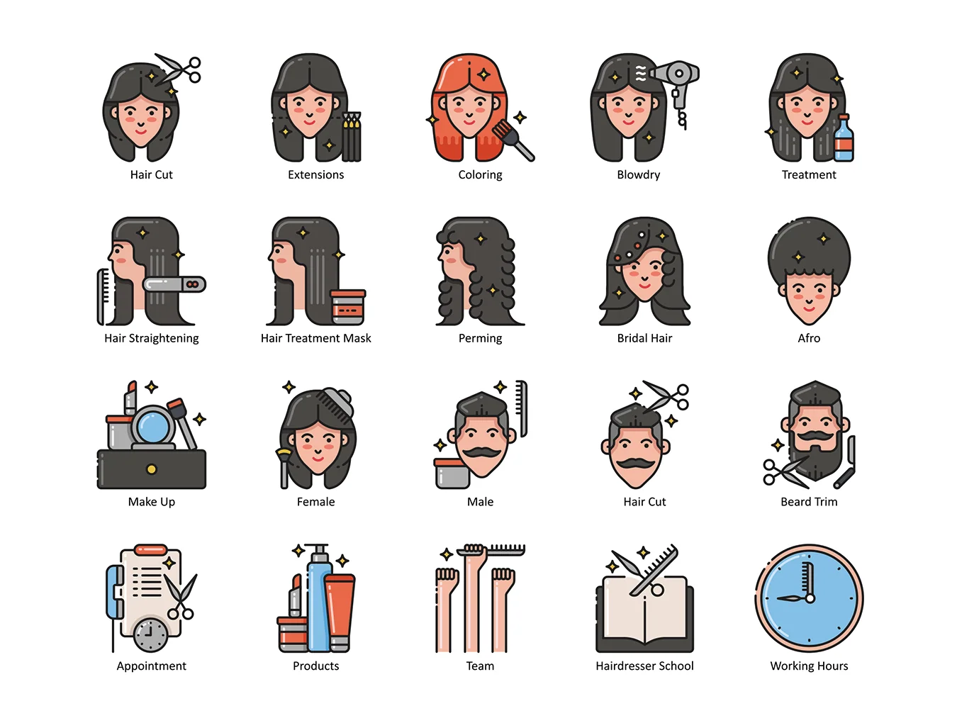 79 Hair & Beauty Icons | Aesthetic Series 2