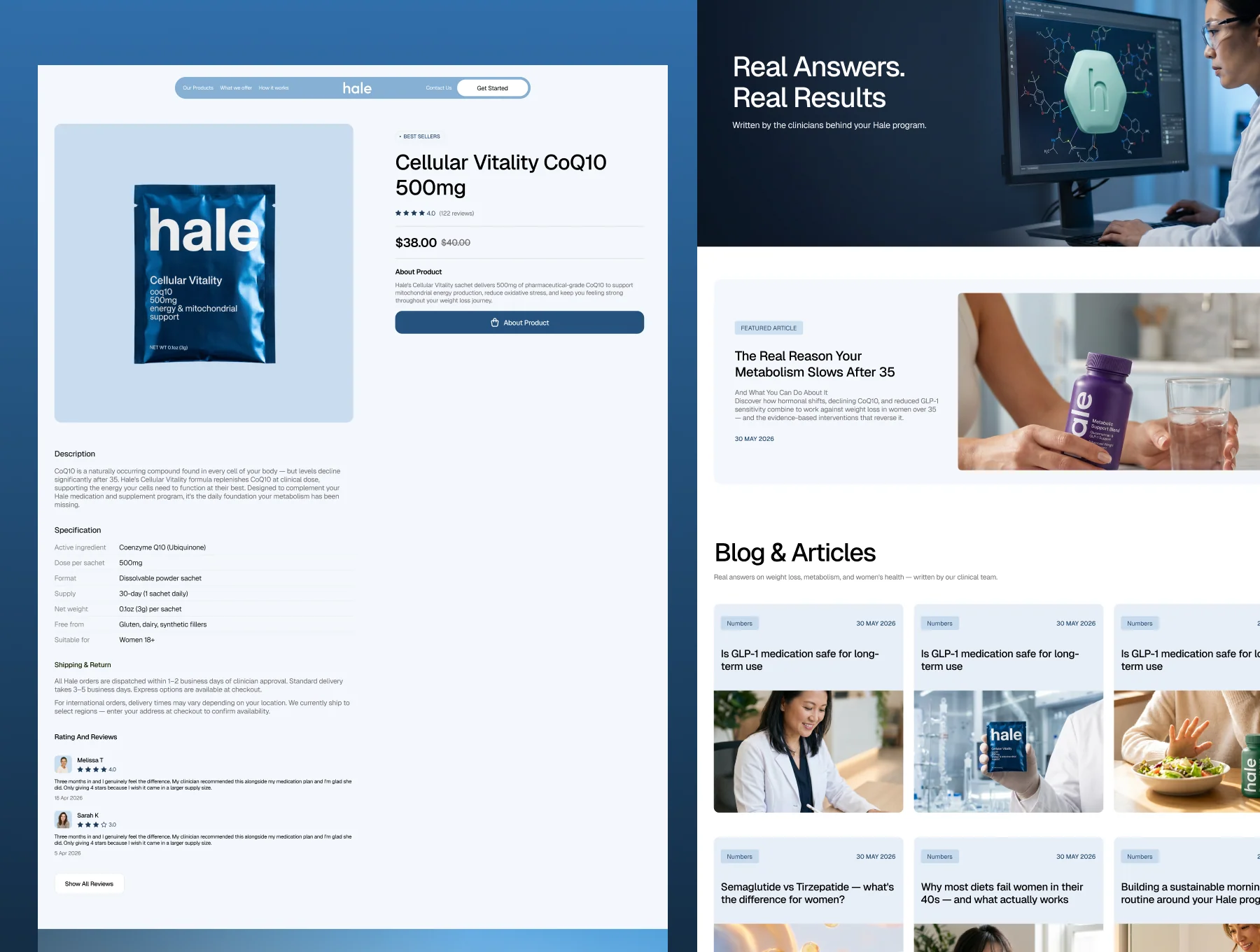 Hale — Weight Loss & Health Wellness Website UI Kit 3