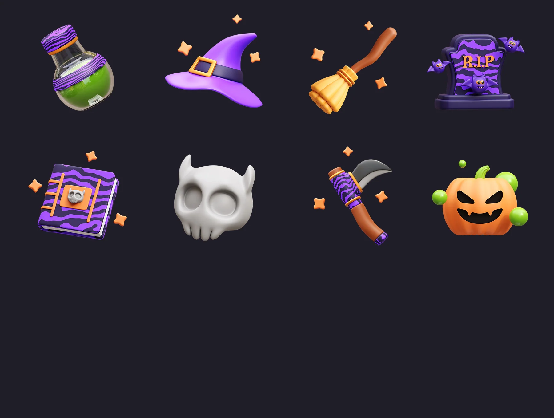Halloween 3D Icons Pack 8