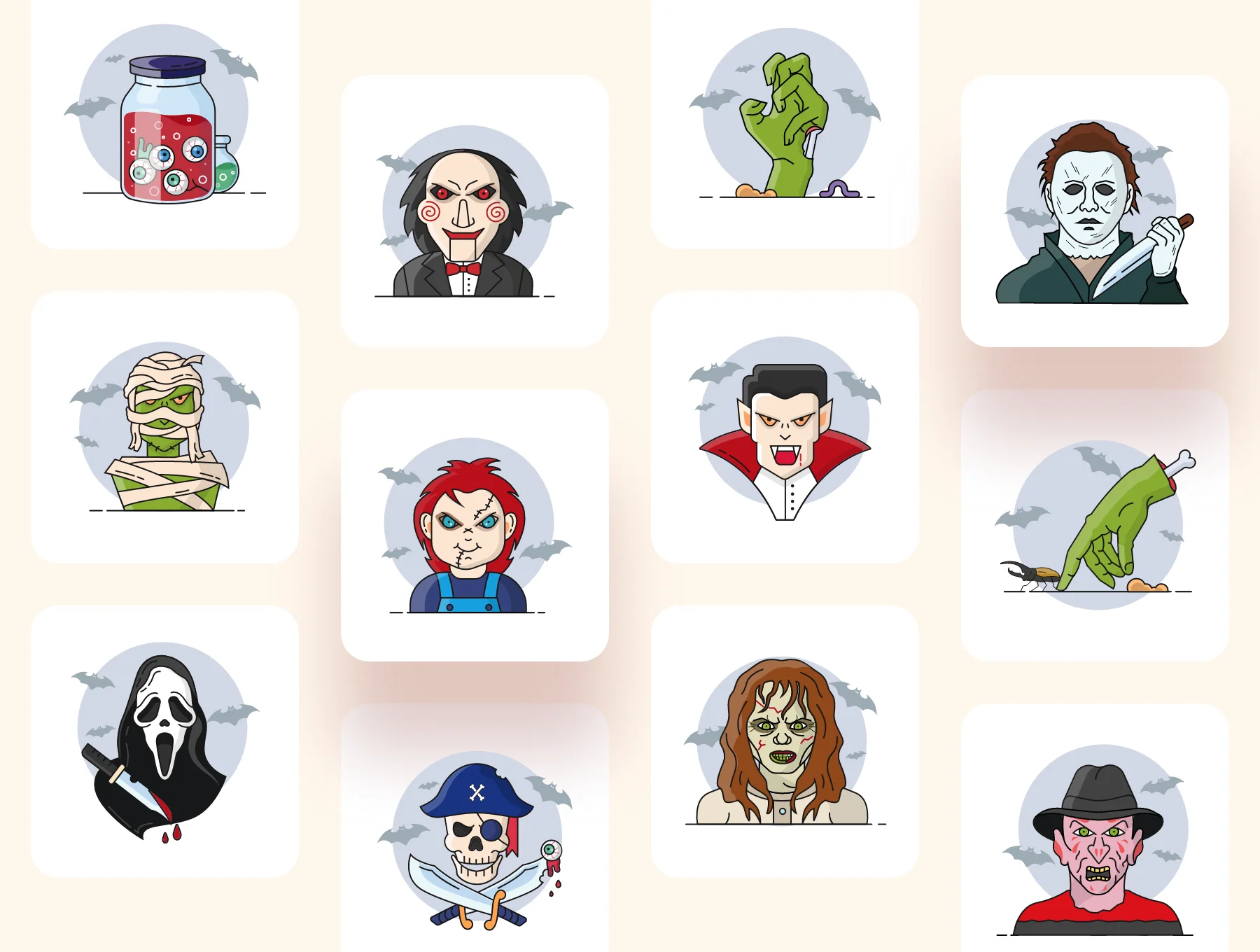Halloween & Horror Character Icon Set 2