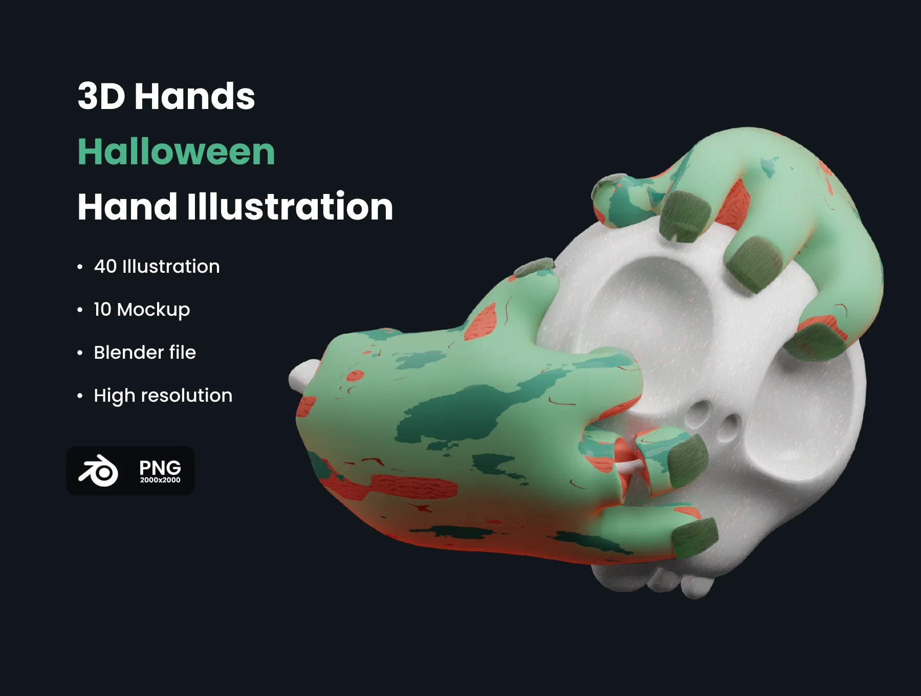 3D Halloween hands mockup