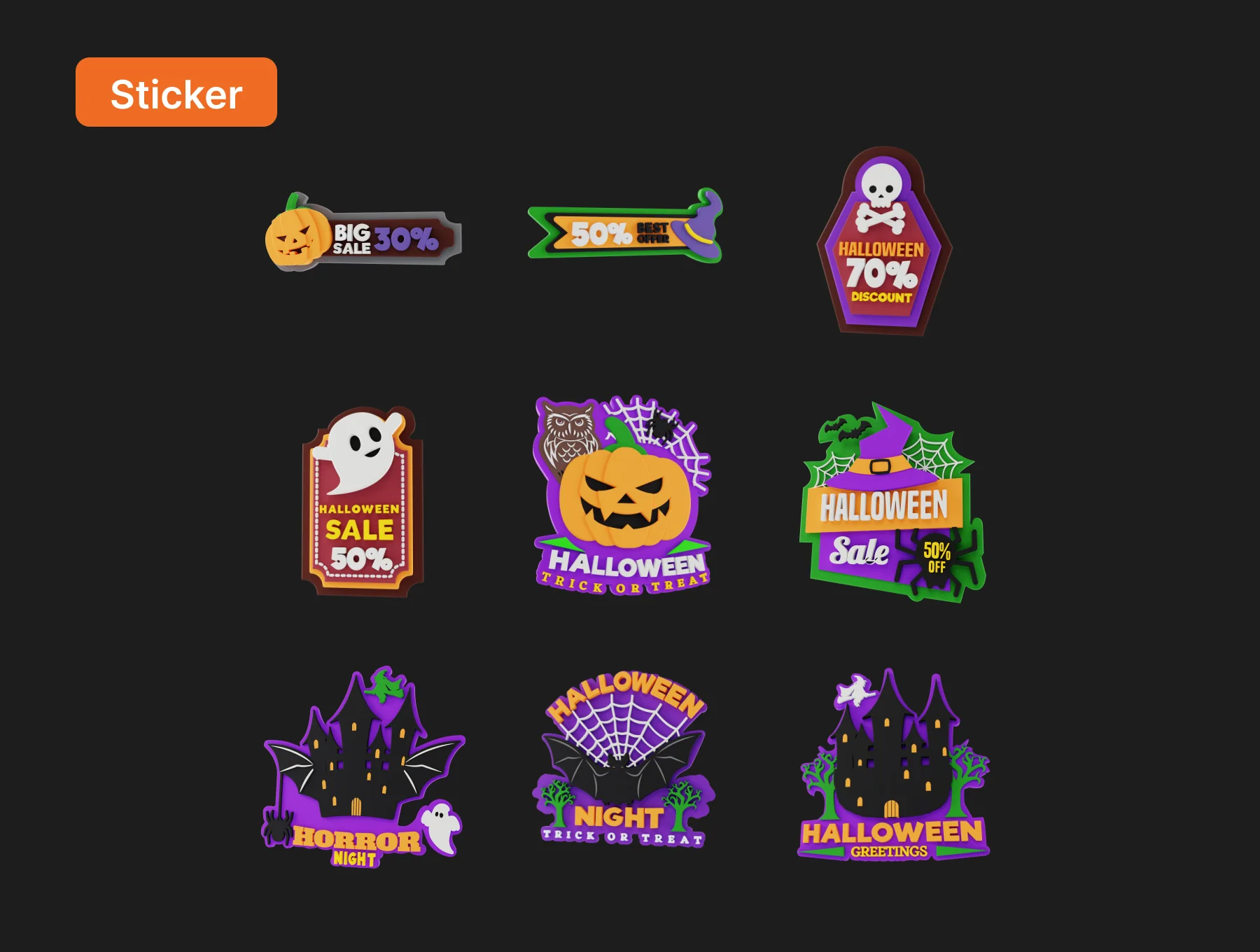 Hallows Eve - Halloween 3D Icon & Sticker Pack 6