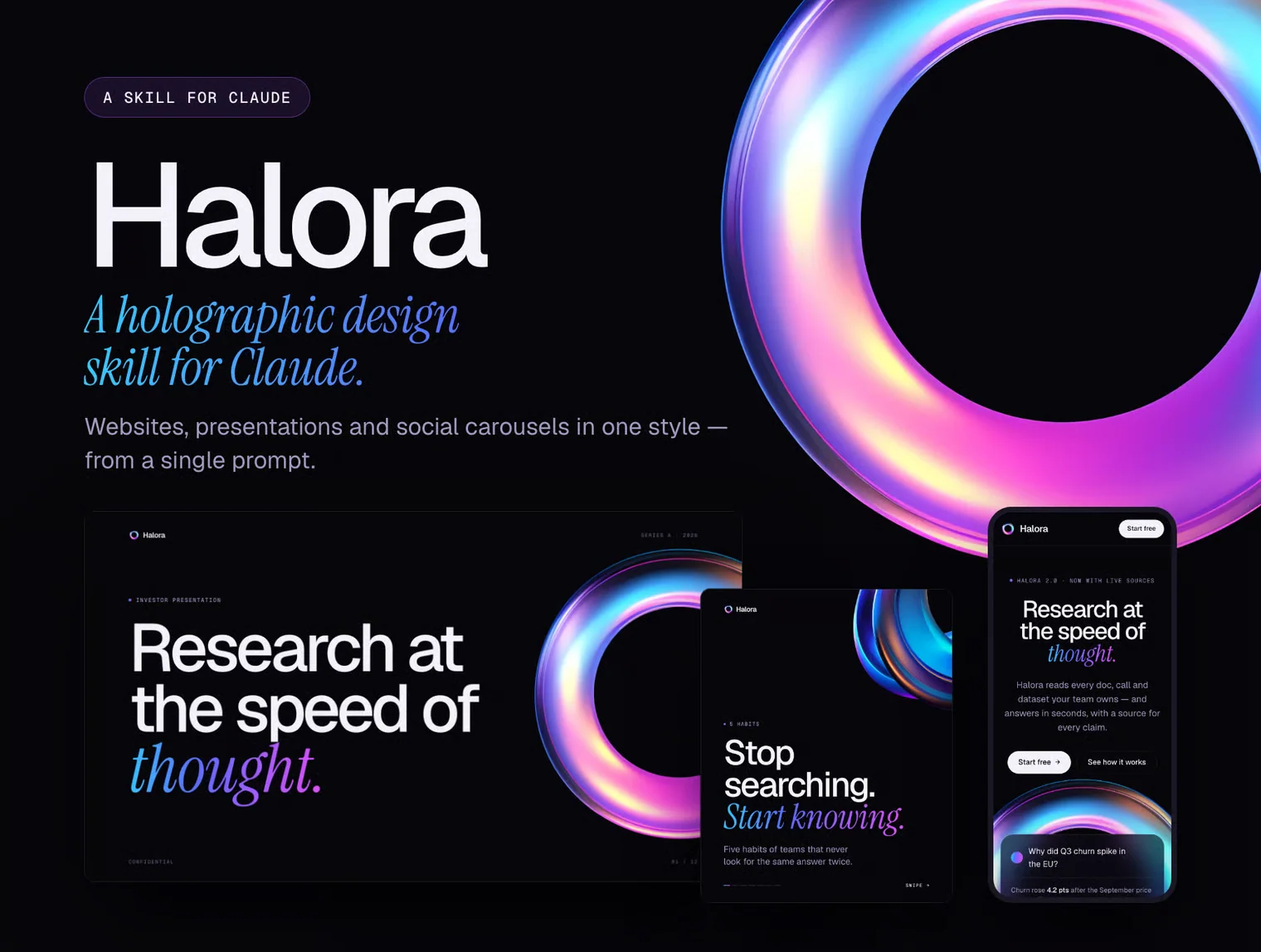 Halora – Holographic Design Skill for Claude