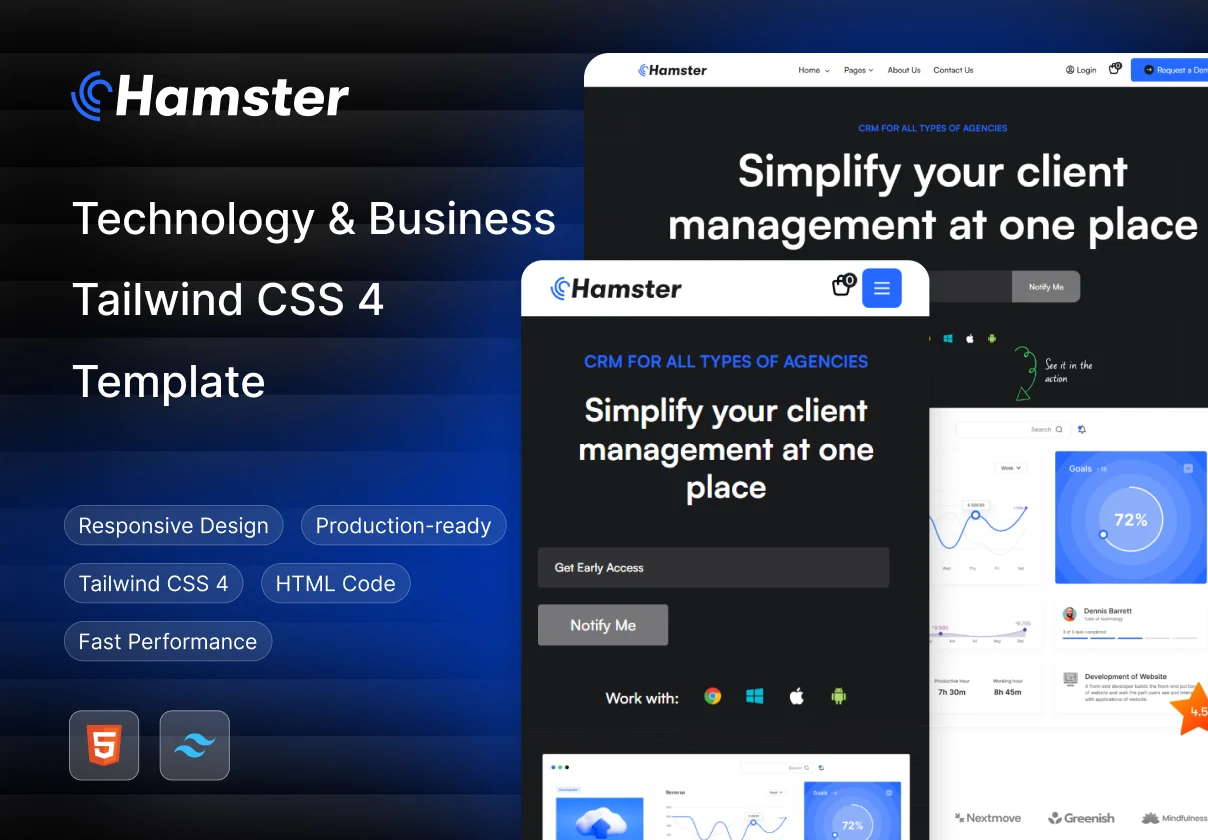 Hamster - Technology & Business Tailwind CSS 4 Template