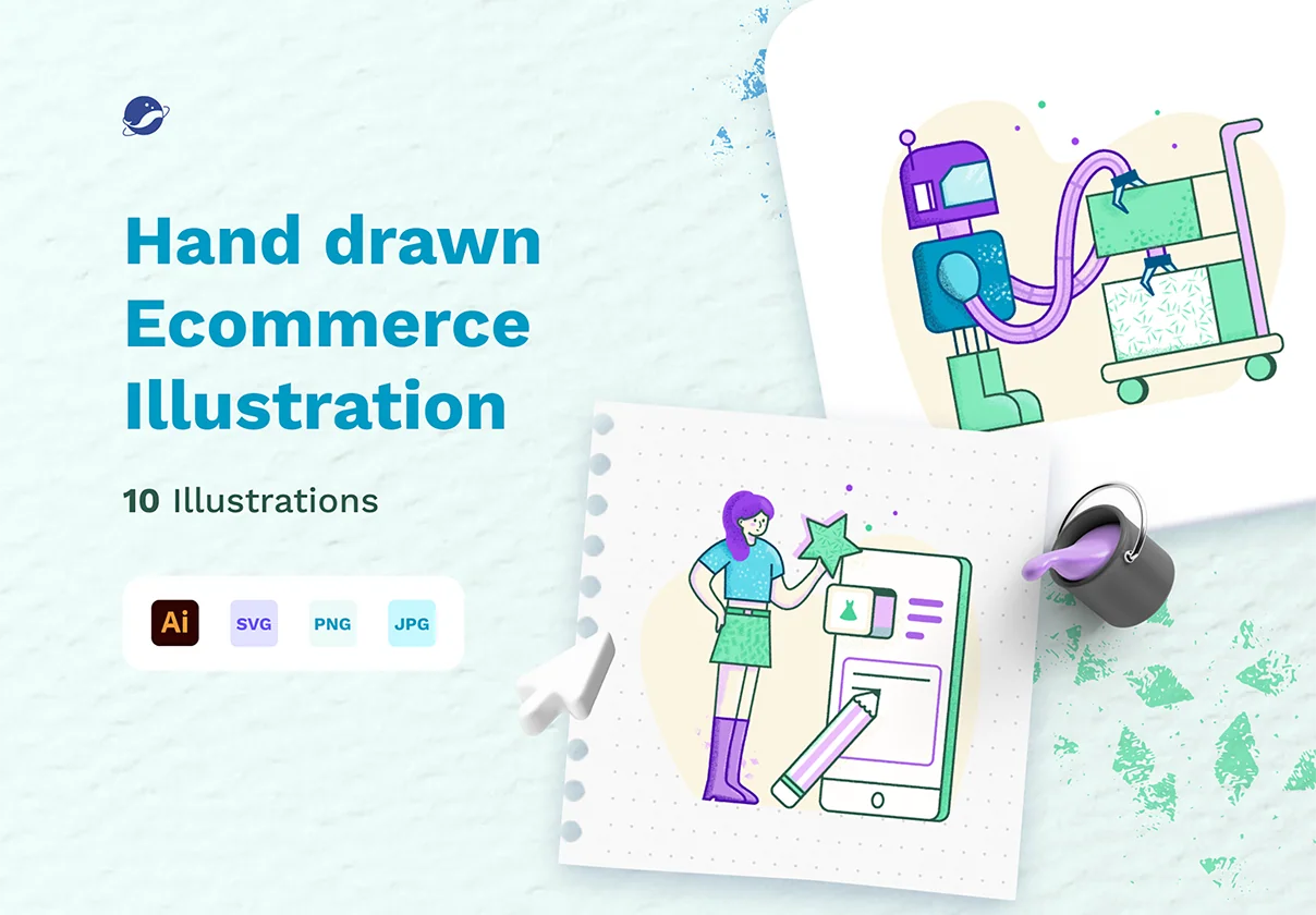 Hand-drawn Ecommerce Illustration Pack