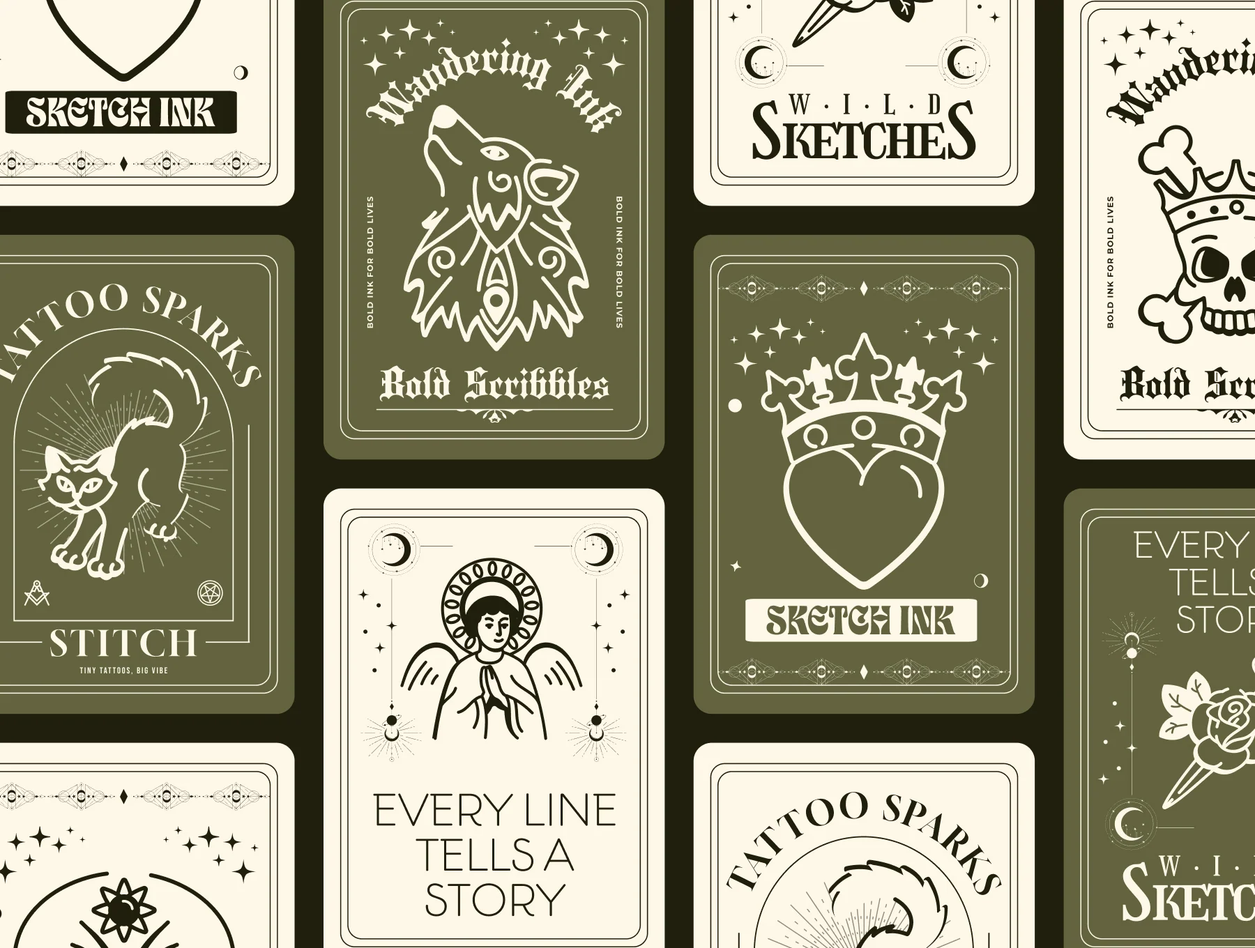 Hand Drawn Tattoos Art Set 3