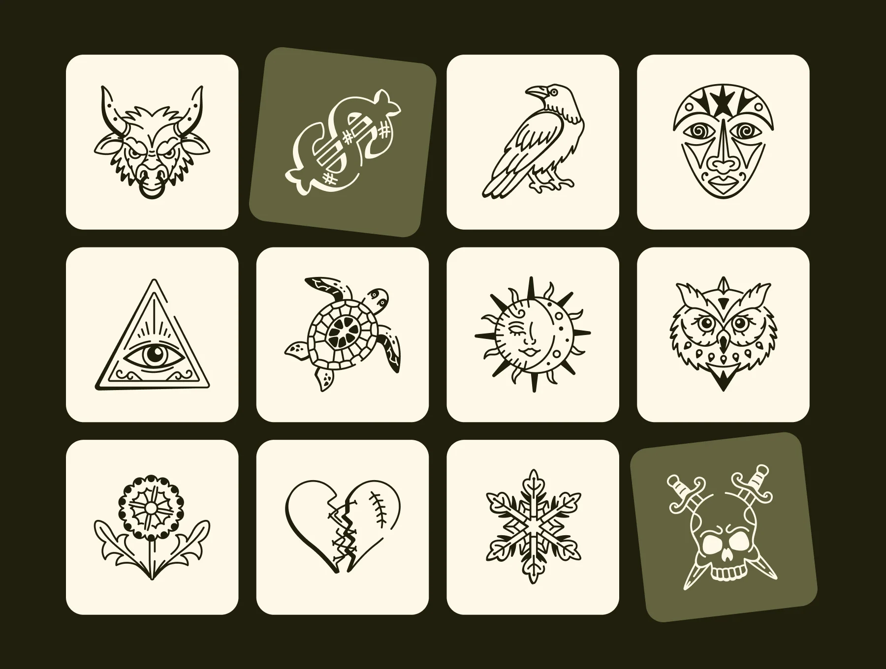 Hand Drawn Tattoos Art Set 5