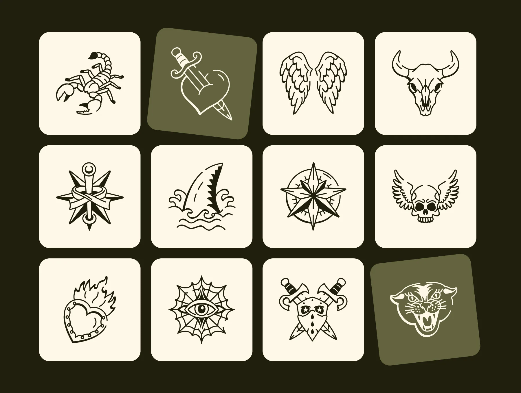 Hand Drawn Tattoos Art Set 6