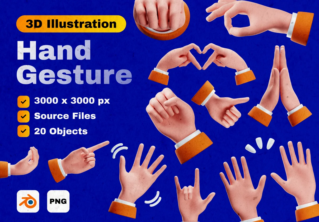Hand Gesture 3D Icon Collection
