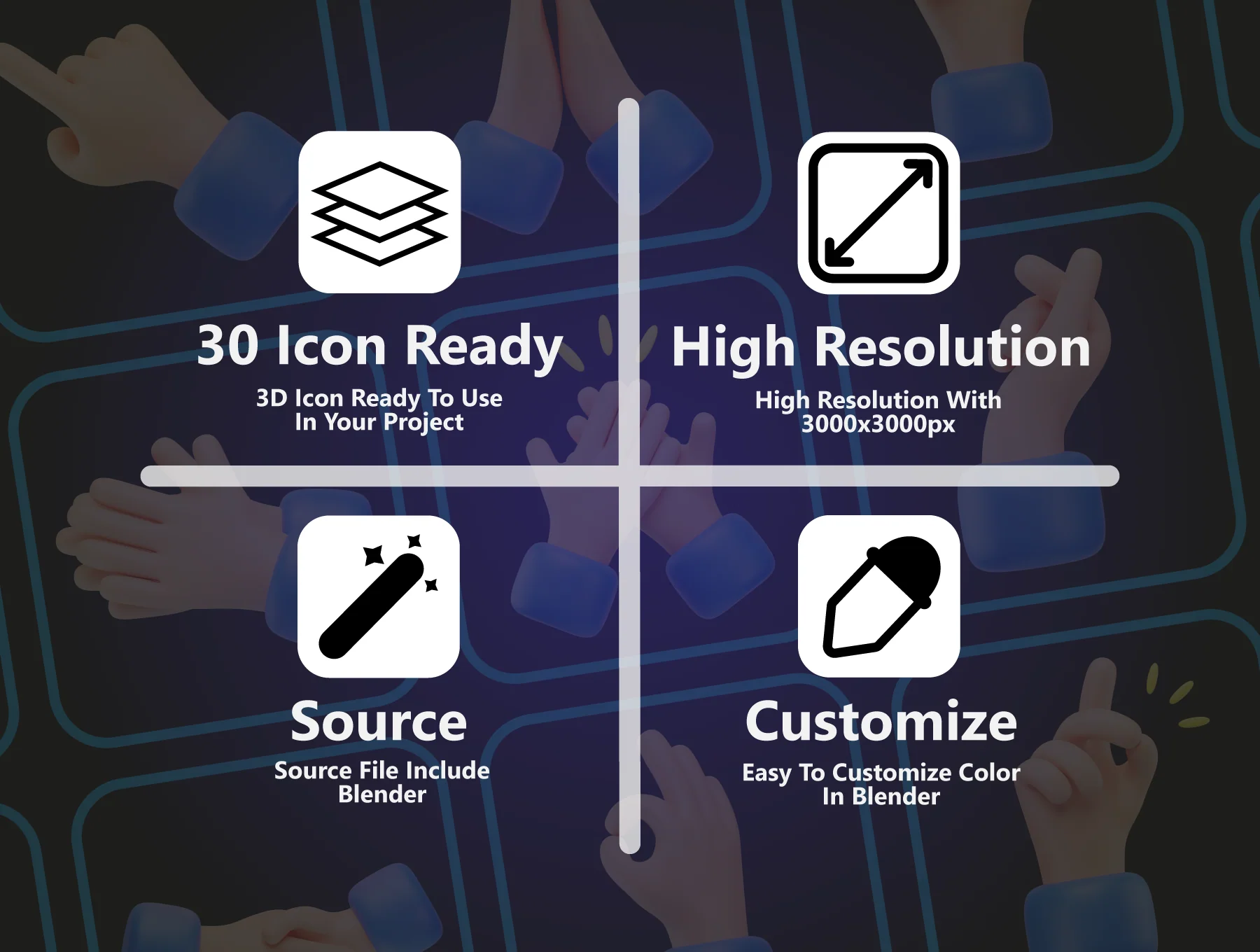 Hand Gesture 3D Icon Pack 3