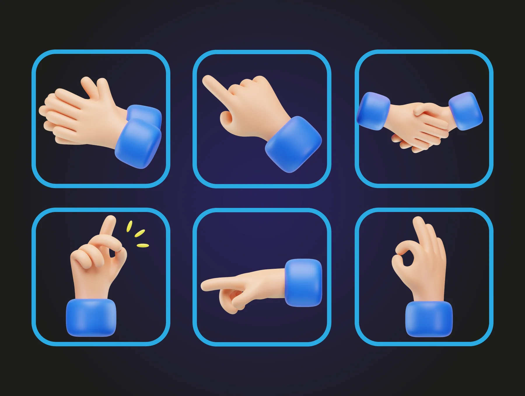 Hand Gesture 3D Icon Pack 6