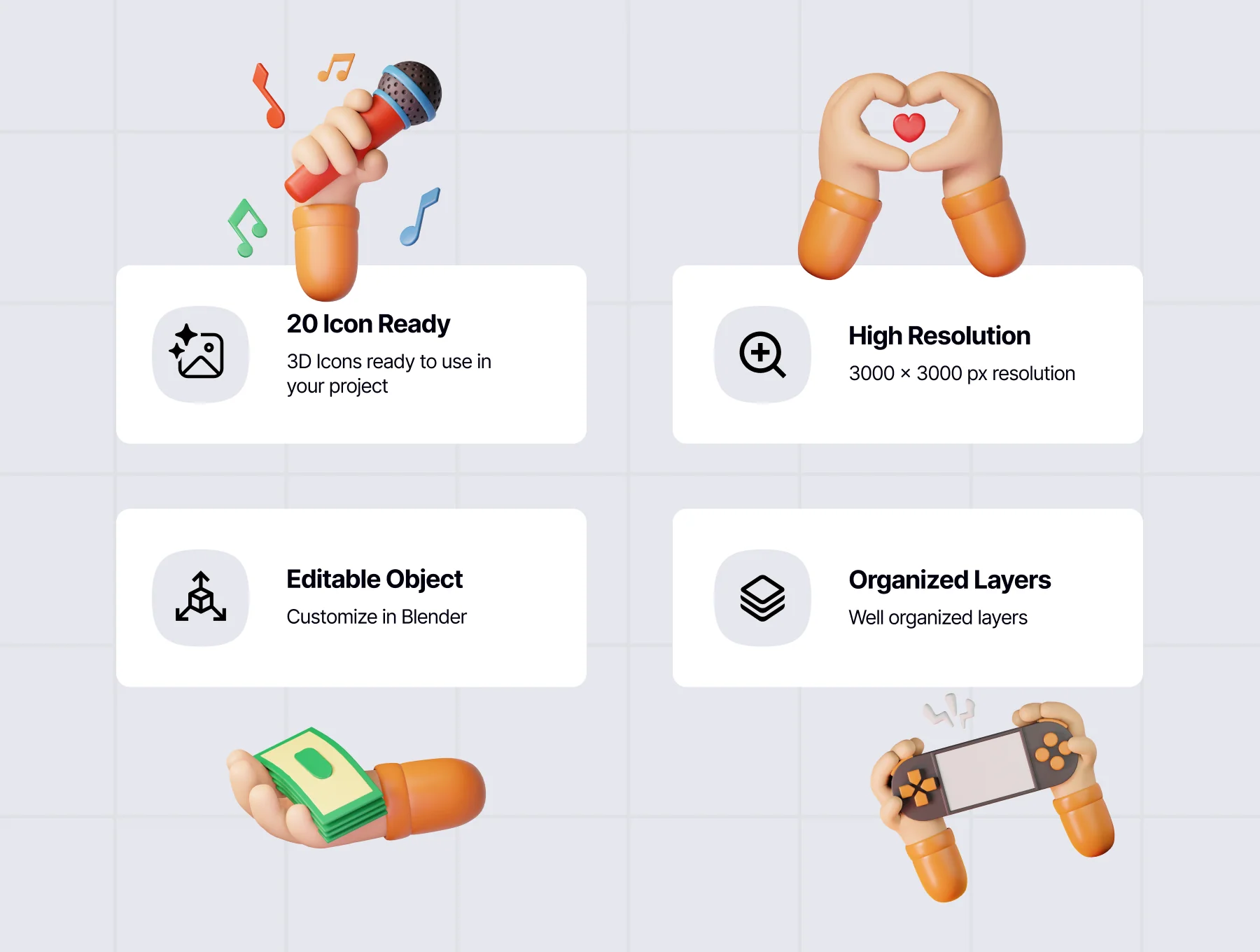 Hand Gesture 3D Icons 2