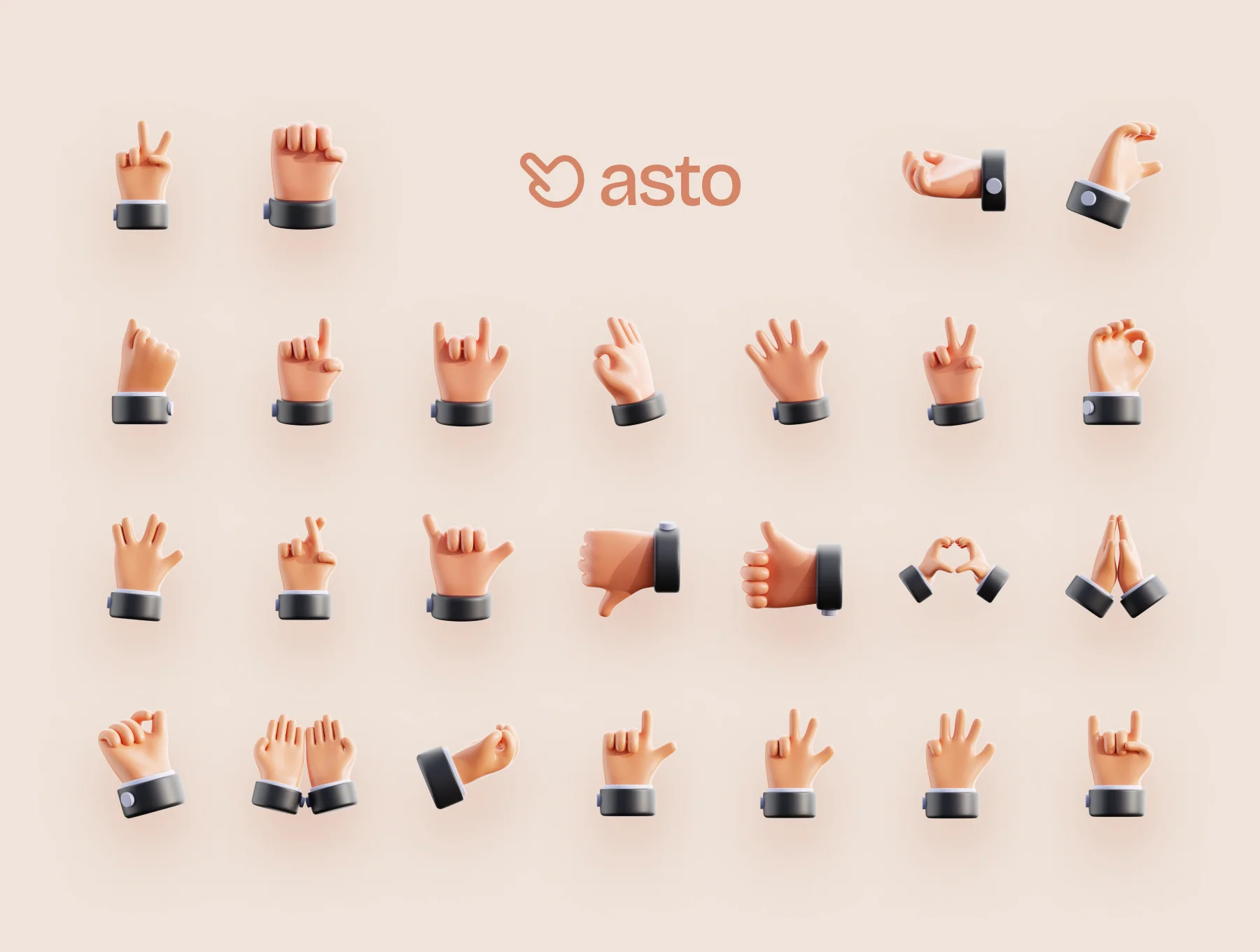Asto - Hand Gestures 3D Icons 7