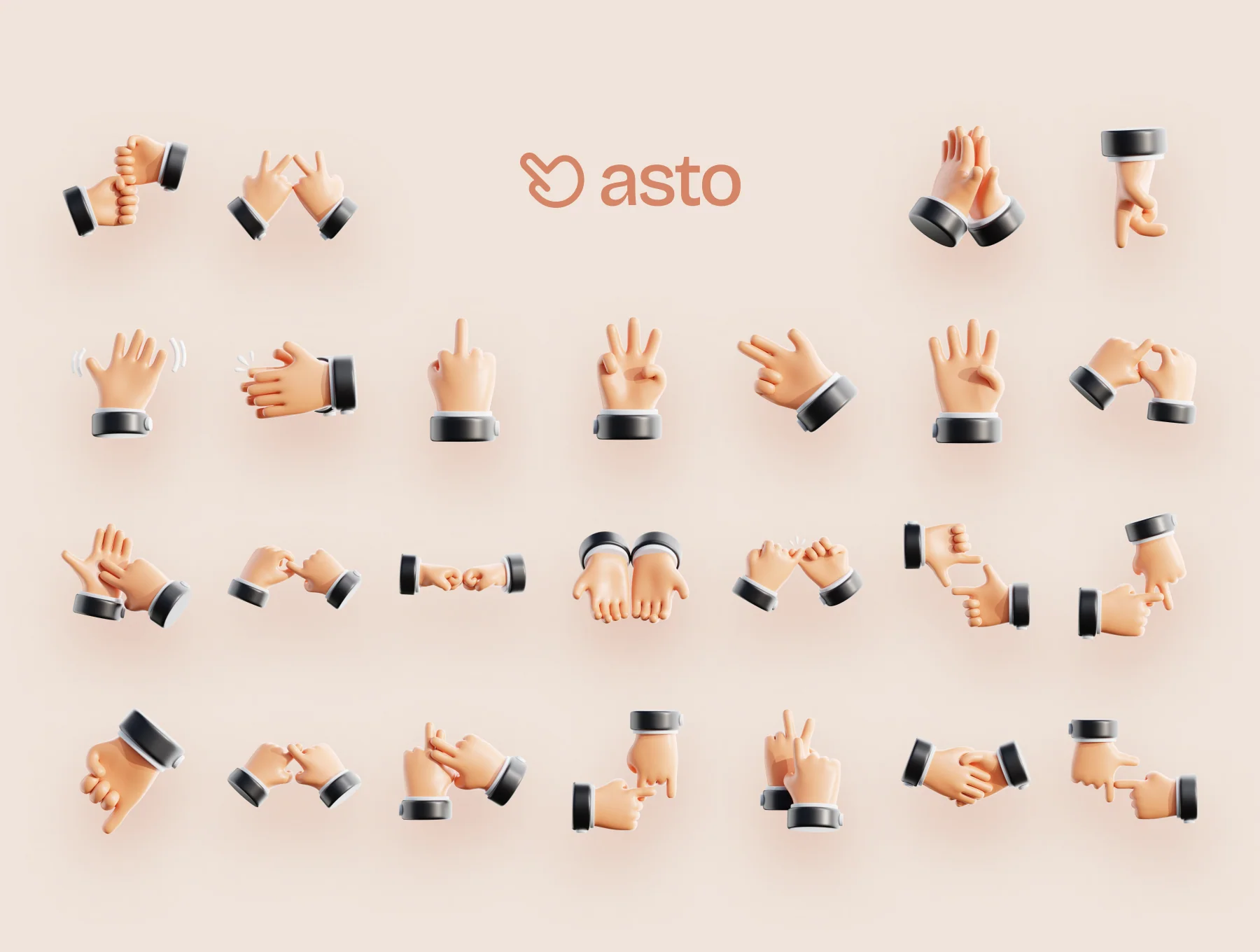 Asto - Hand Gestures 3D Icons 8