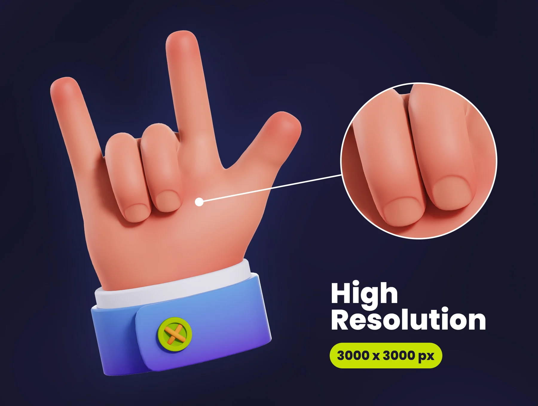 Hand Gestures 3D Illustration 3