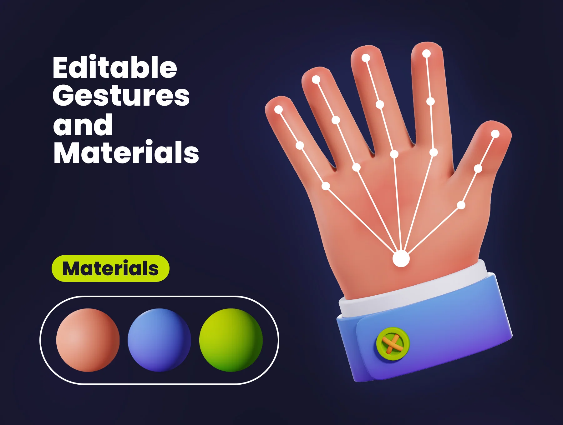 Hand Gestures 3D Illustration 4