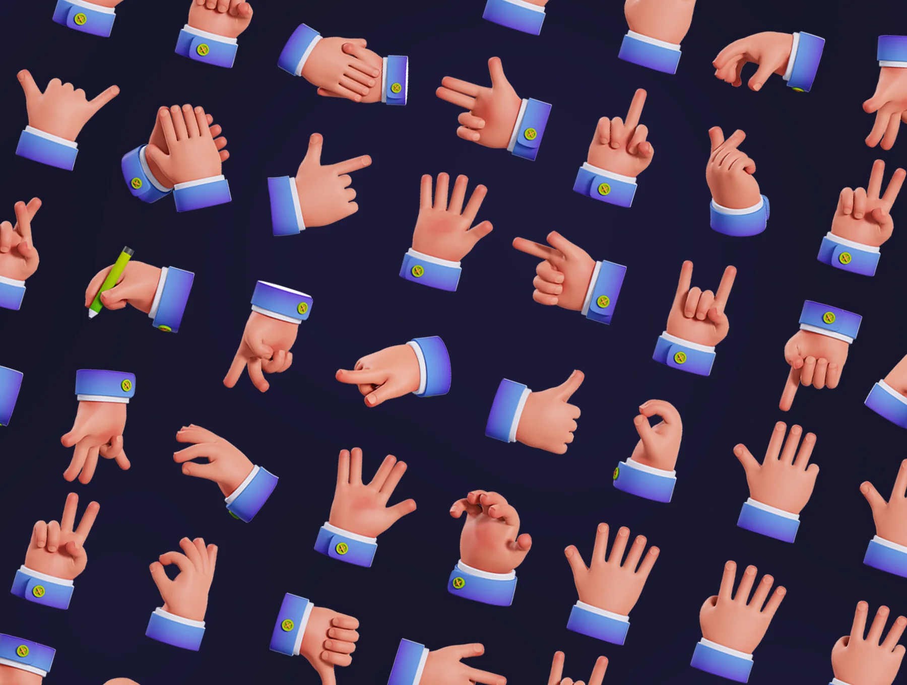 Hand Gestures 3D Illustration 5